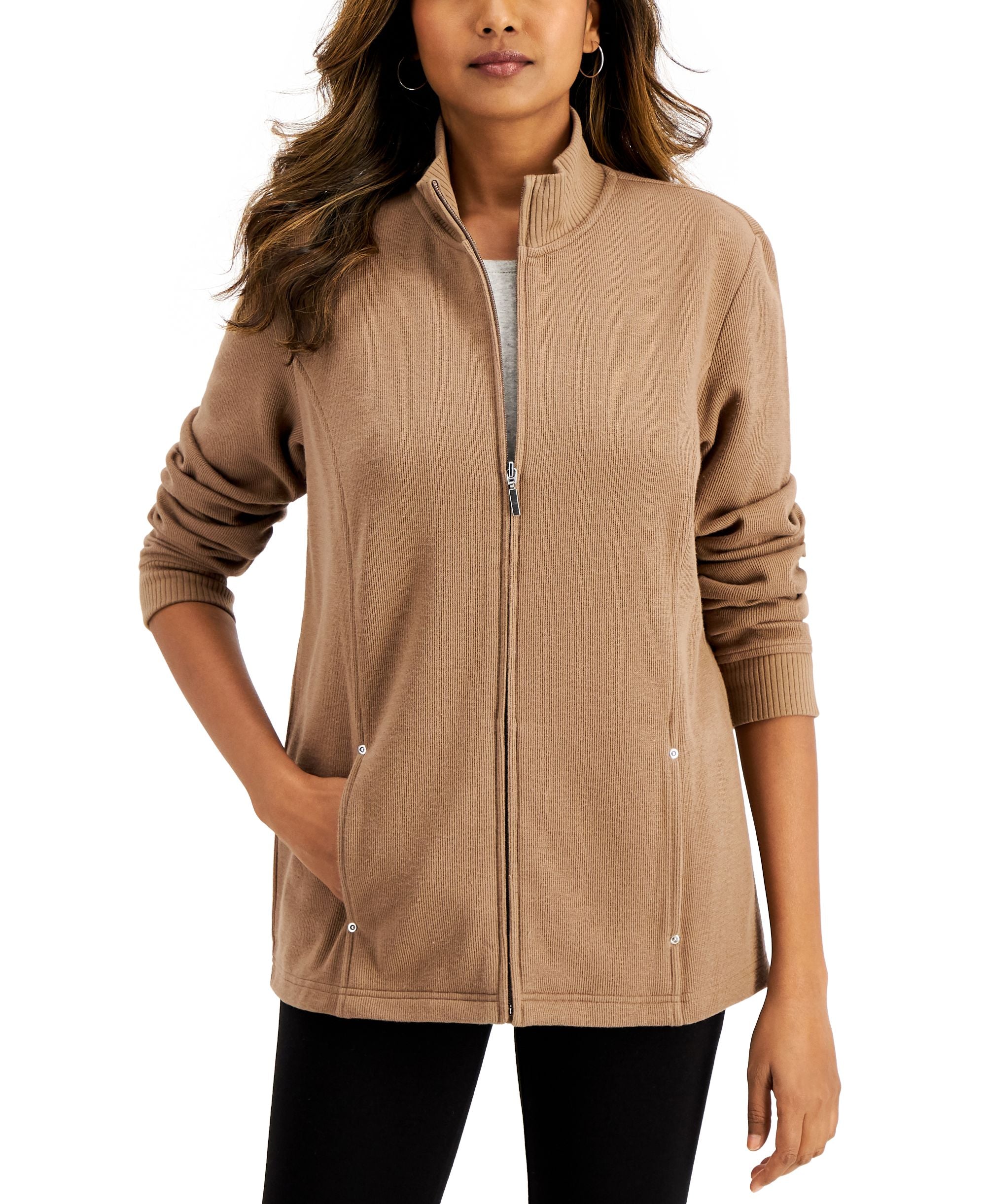 Karen Scott Mock Neck Jacket