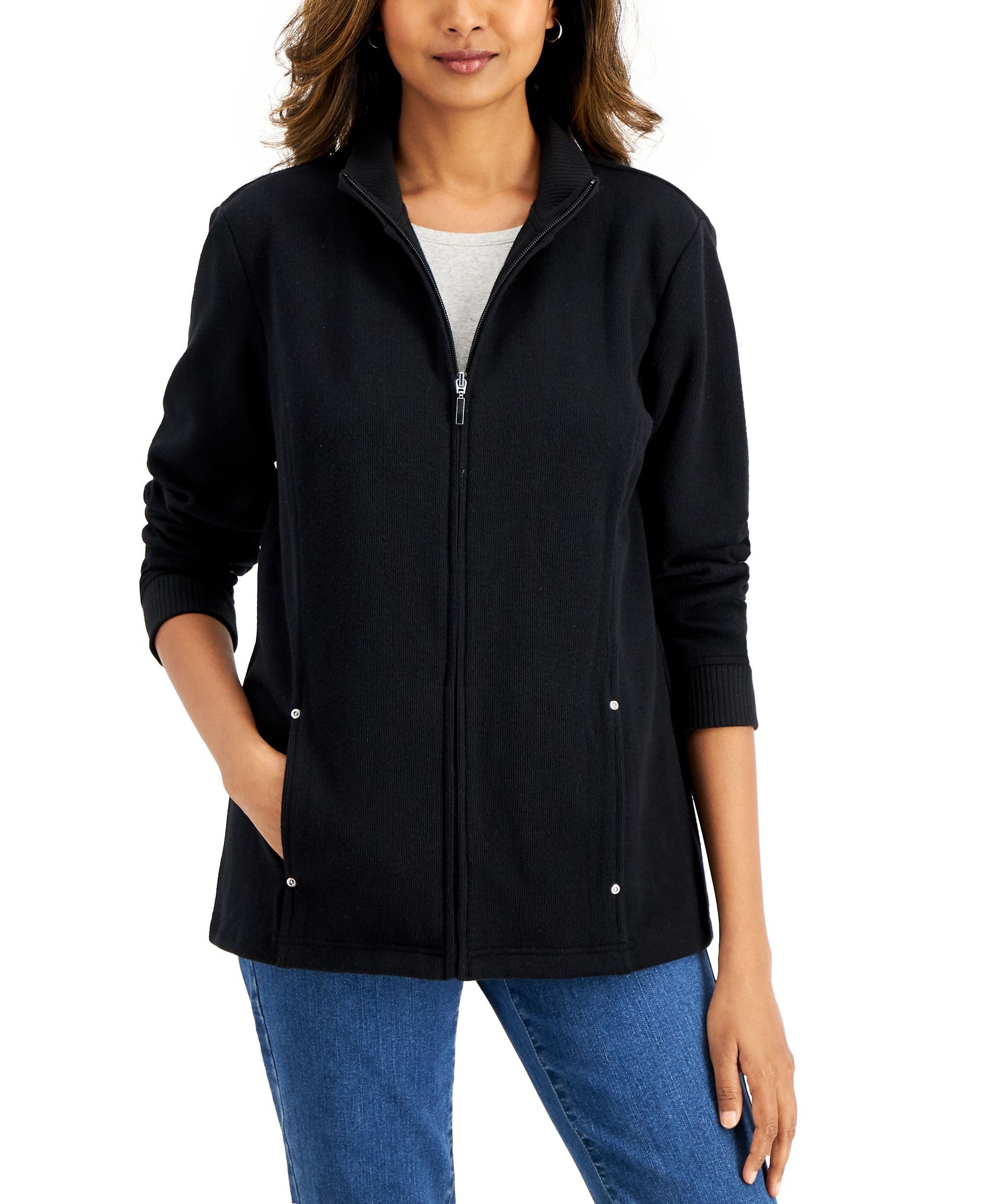 Karen Scott Mock Neck Jacket