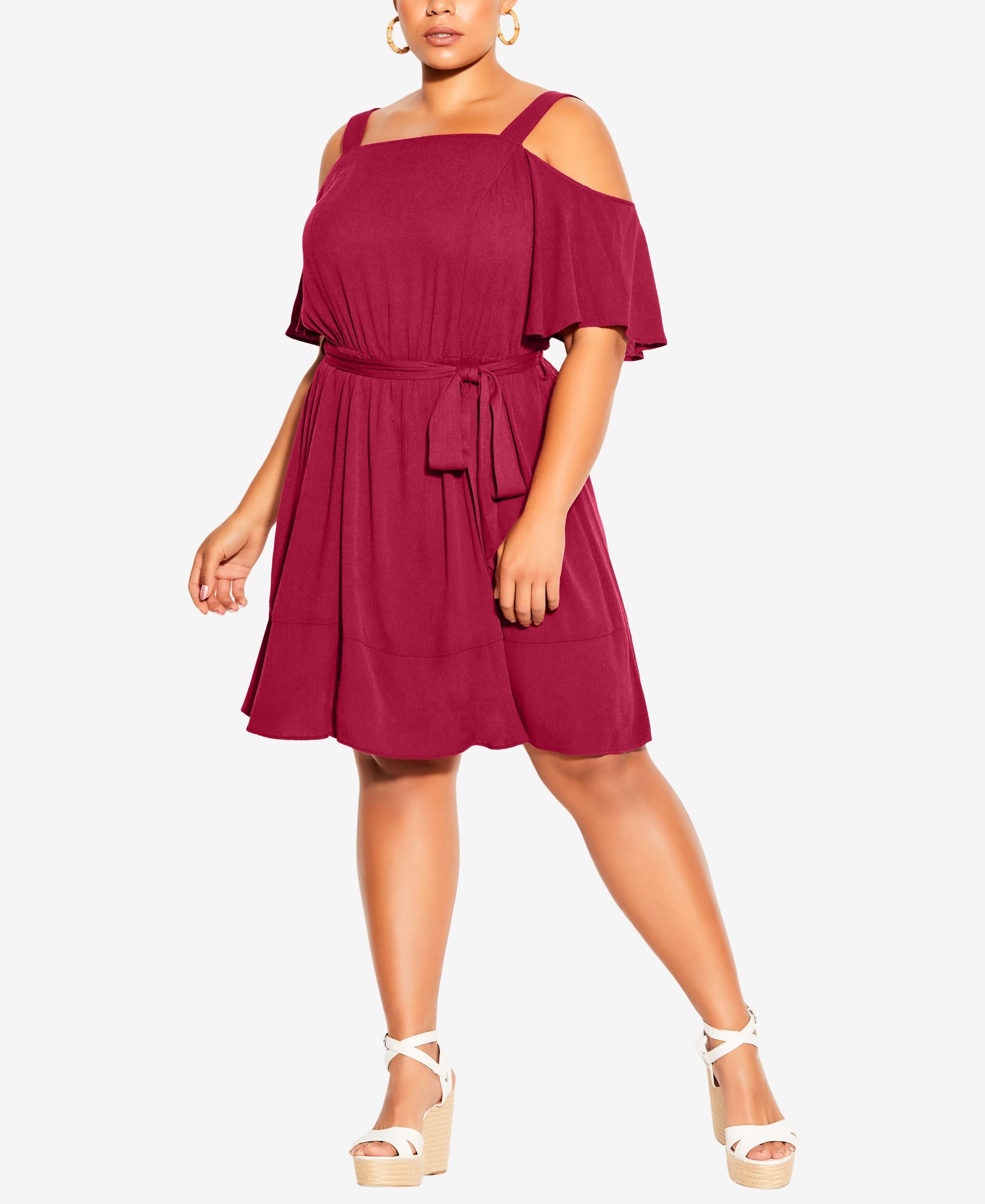 City Chic Trendy Plus Size Paradise Belted Dress