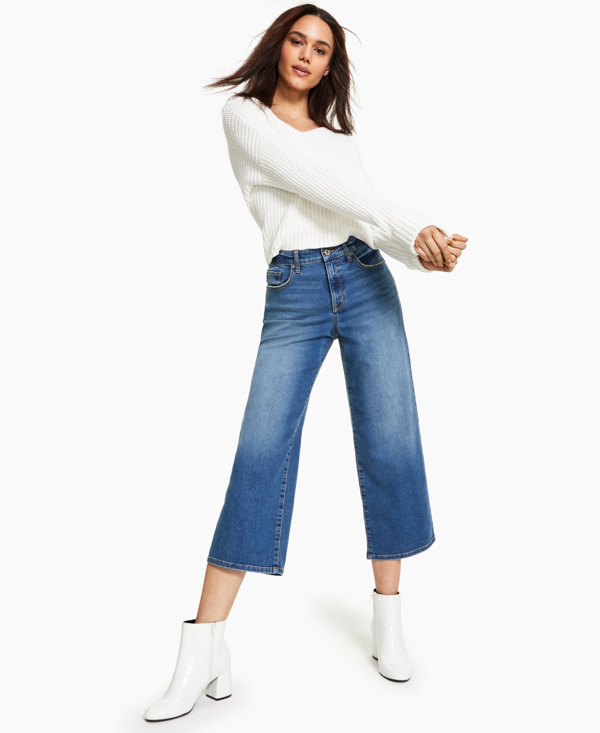 Style & Co Womens High Rise Curvy Cropped Jeans