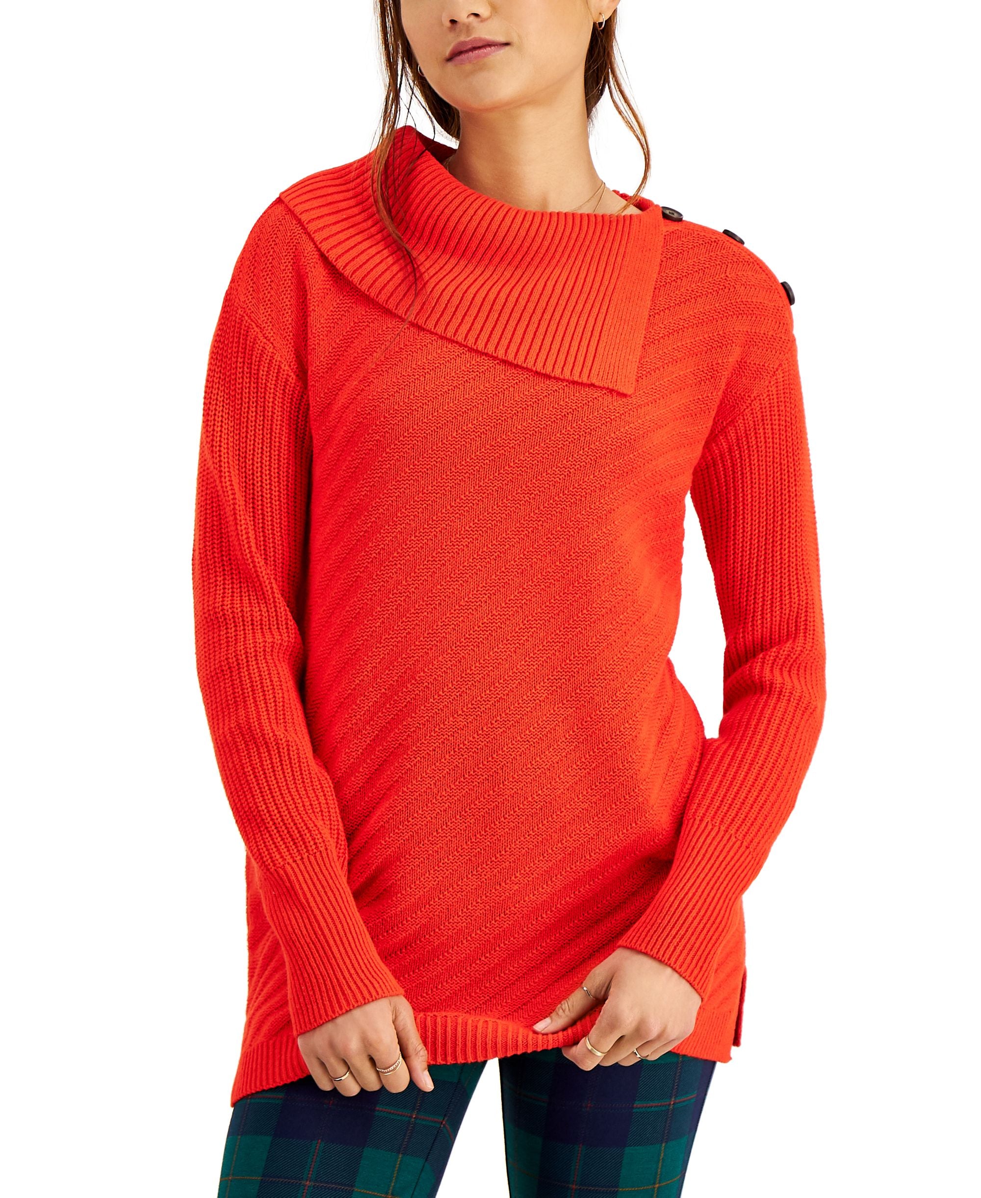 Women's Ribbed Button Tunic Sweater