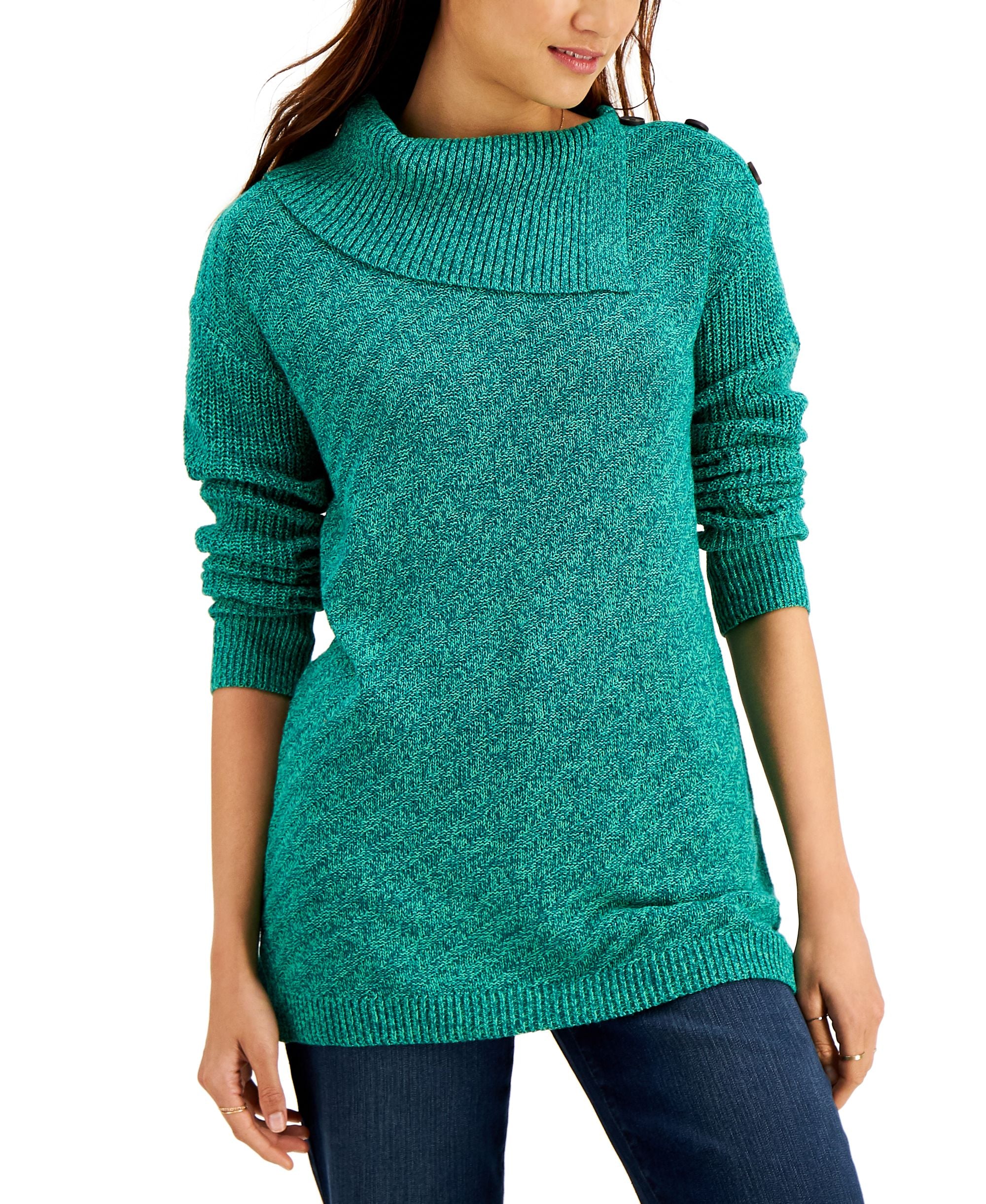 Women's Ribbed Button Tunic Sweater