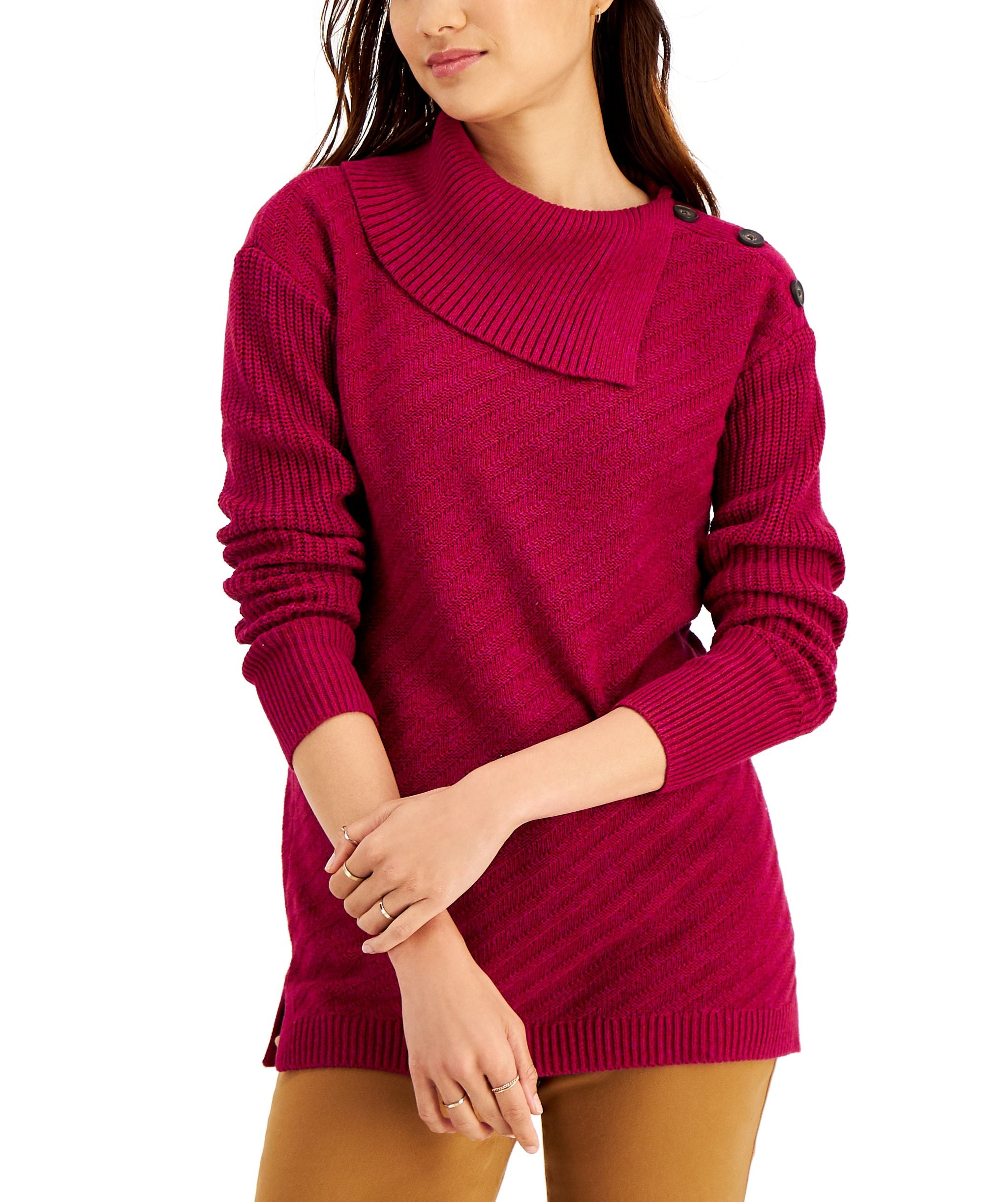 Women's Ribbed Button Tunic Sweater