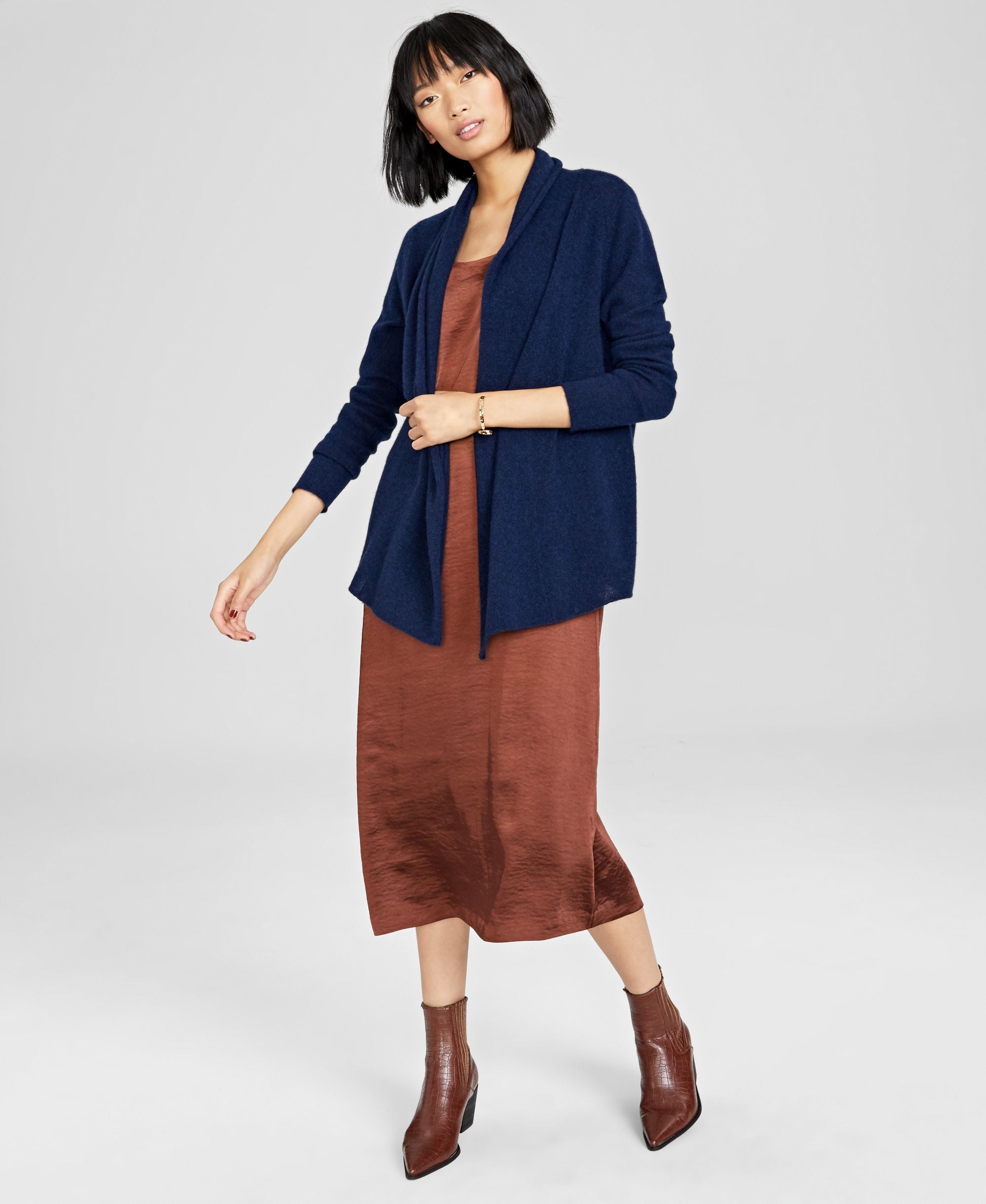 Women's 100% Cashmere Open-Front Cardigan