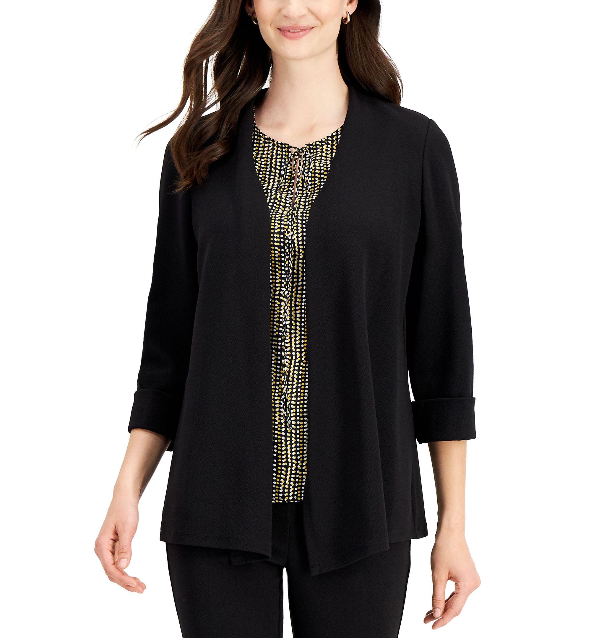 Kasper Open Front Cardigan Jacket