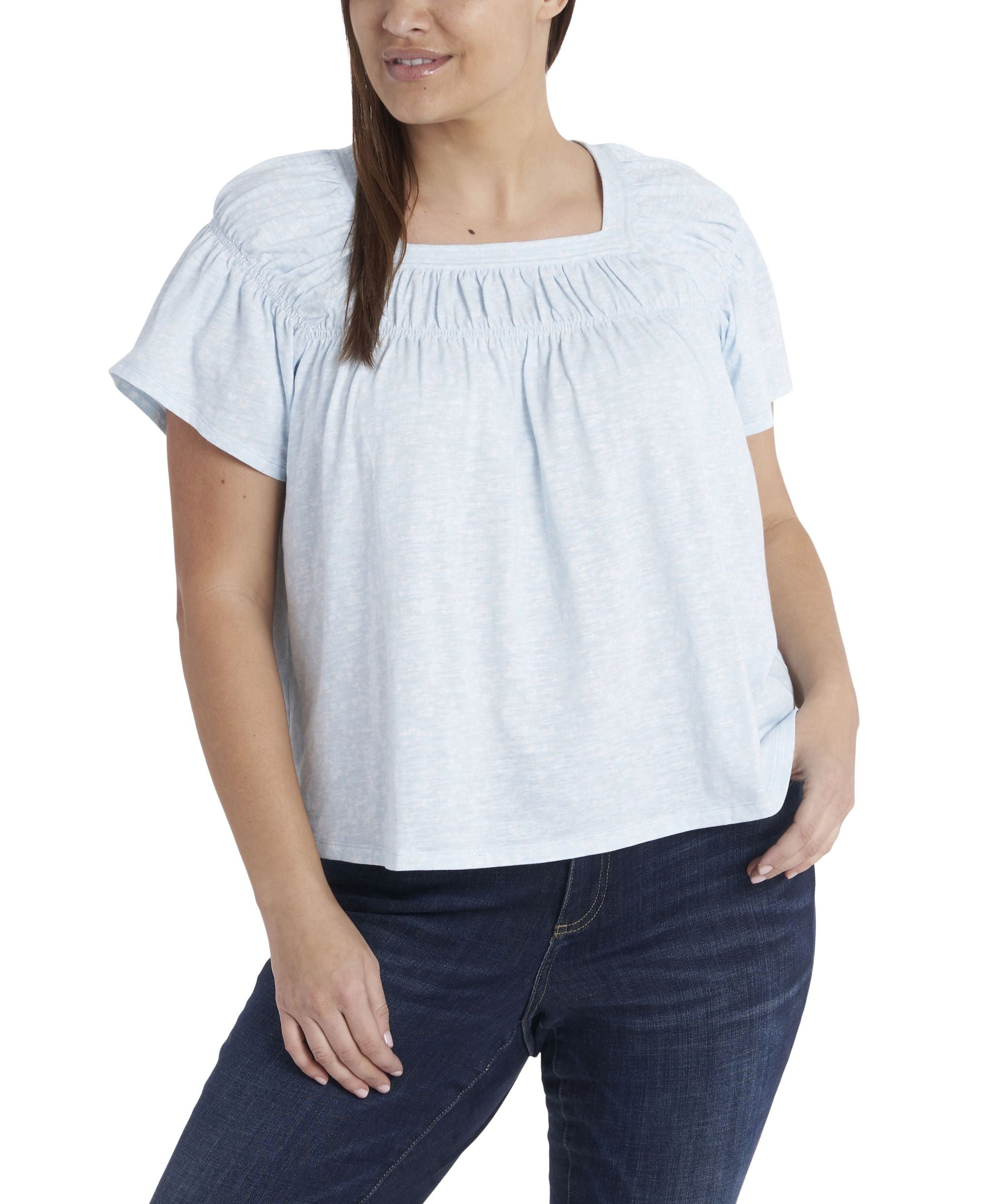 Plus Size Printed Ditsy Knit Top