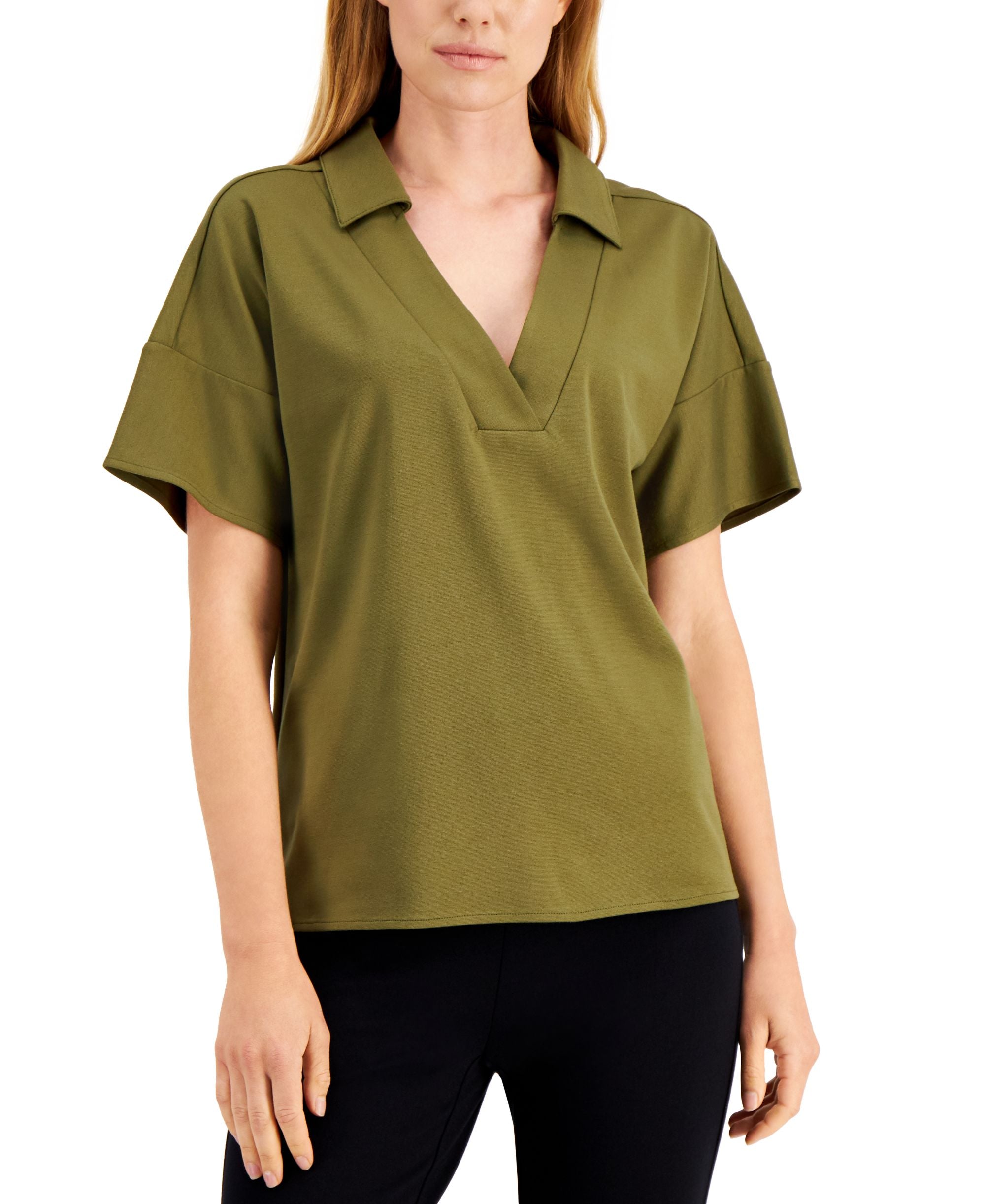 Alfani V-Neck Collared Top