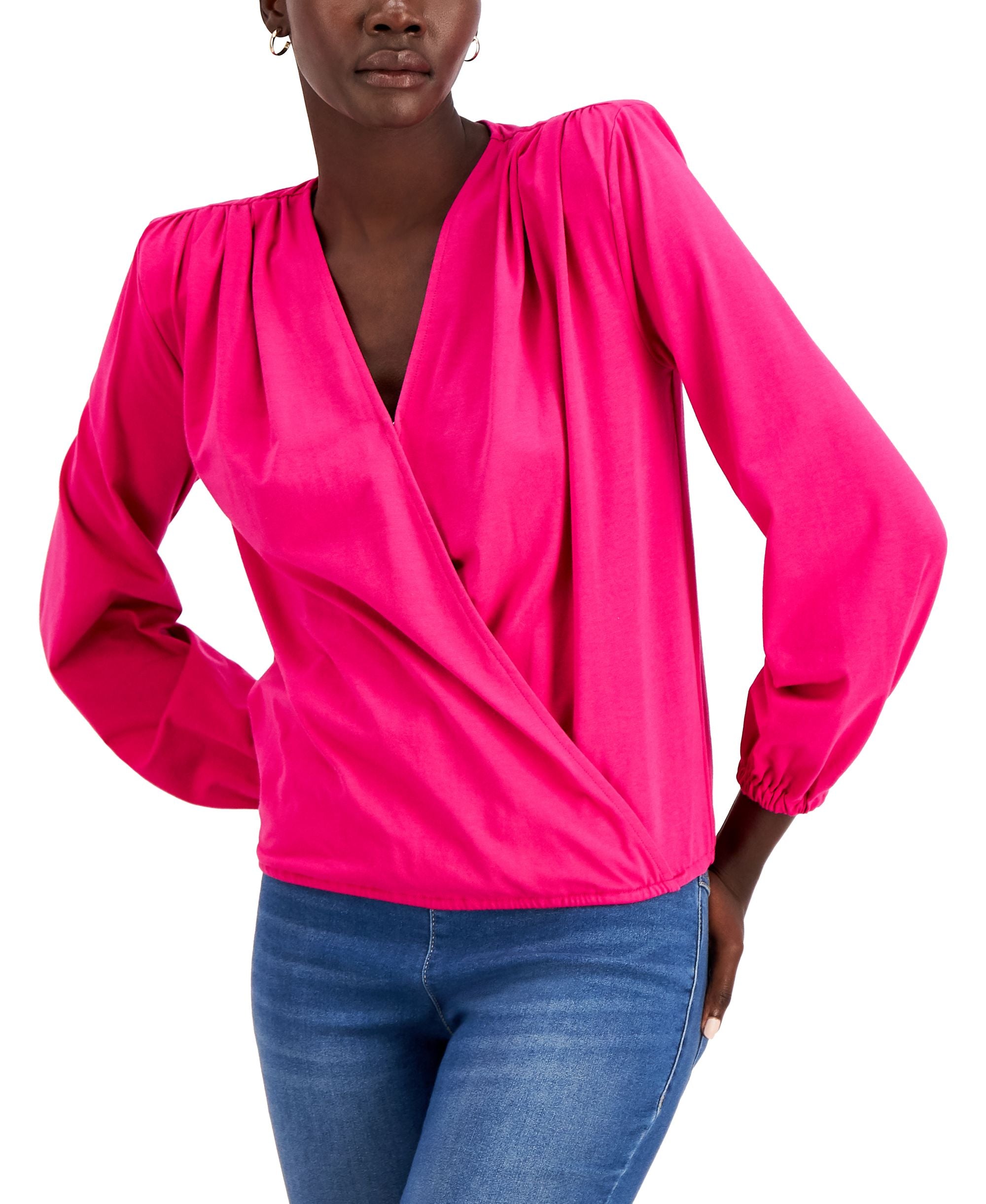 INC International Concepts Draped Surplice Top