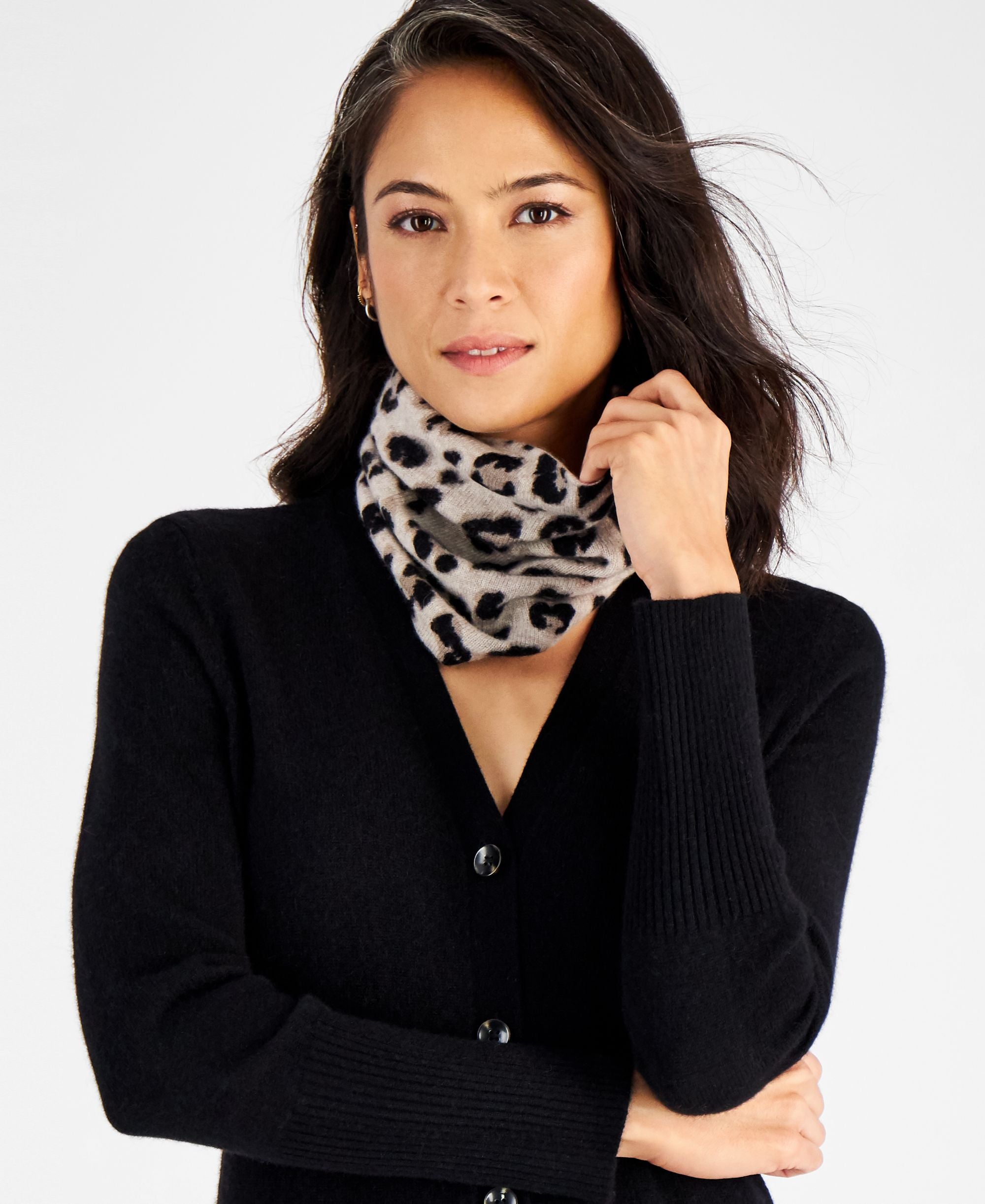 Charter Club Cashmere Cheetah Gaiter Facemask