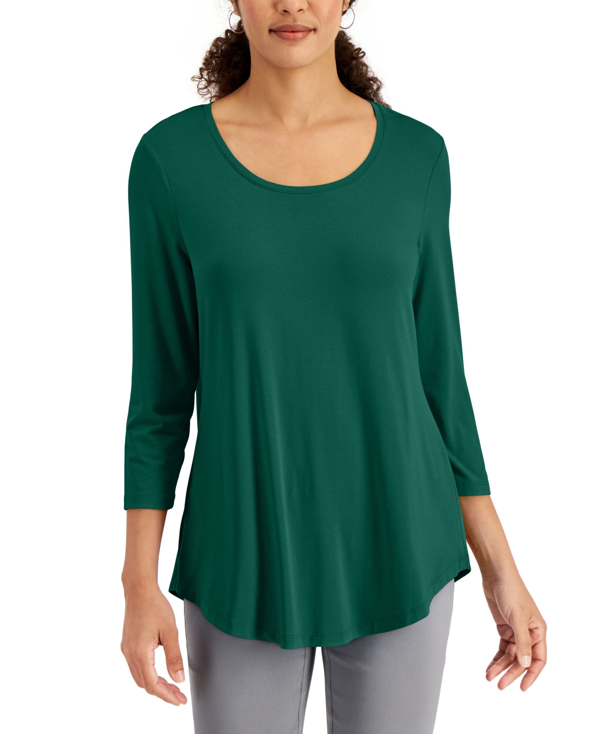 JM Collection Petite 3/4 Sleeve Solid Top