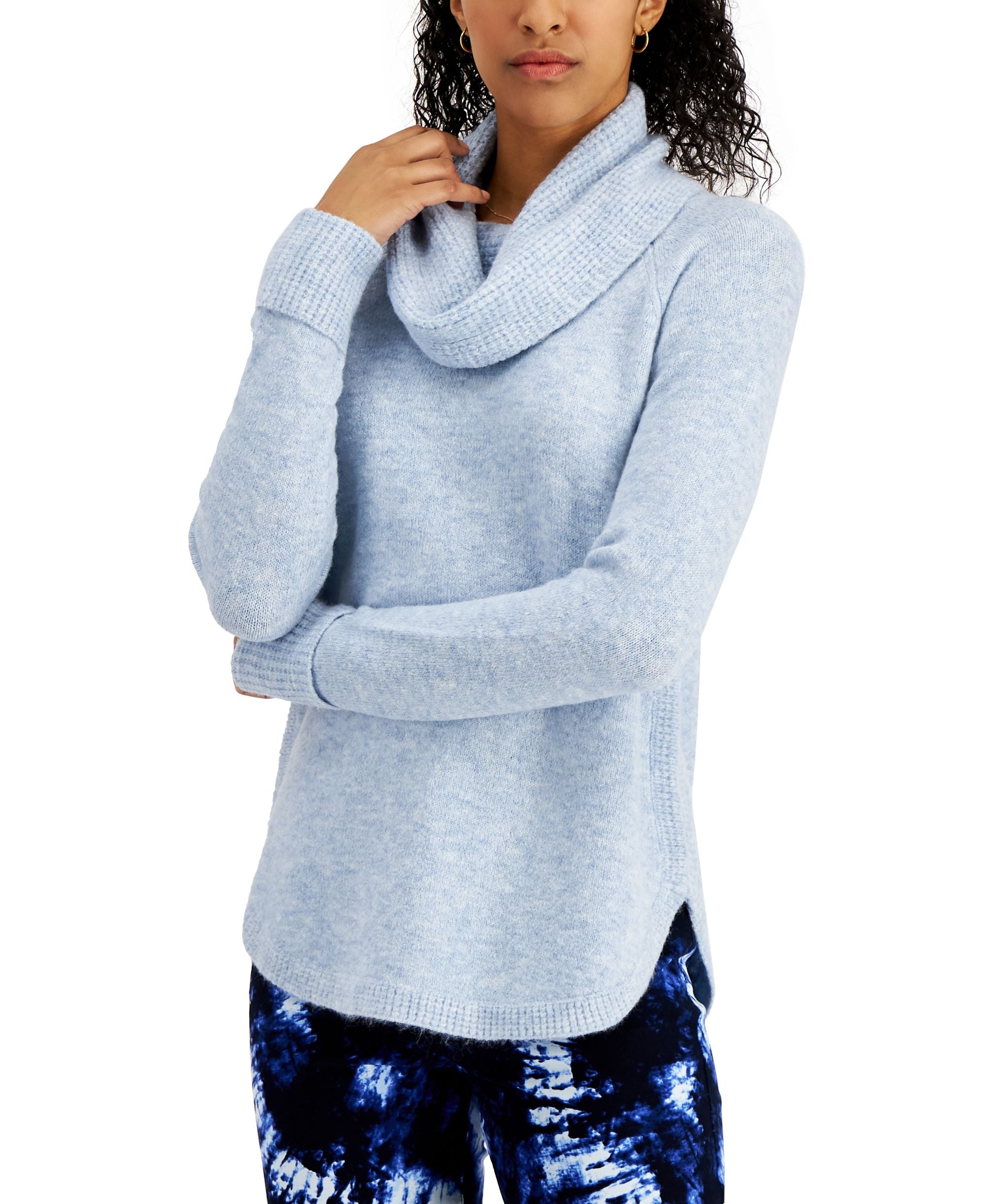 Style & Co Petite Waffle Cowlneck Sweater
