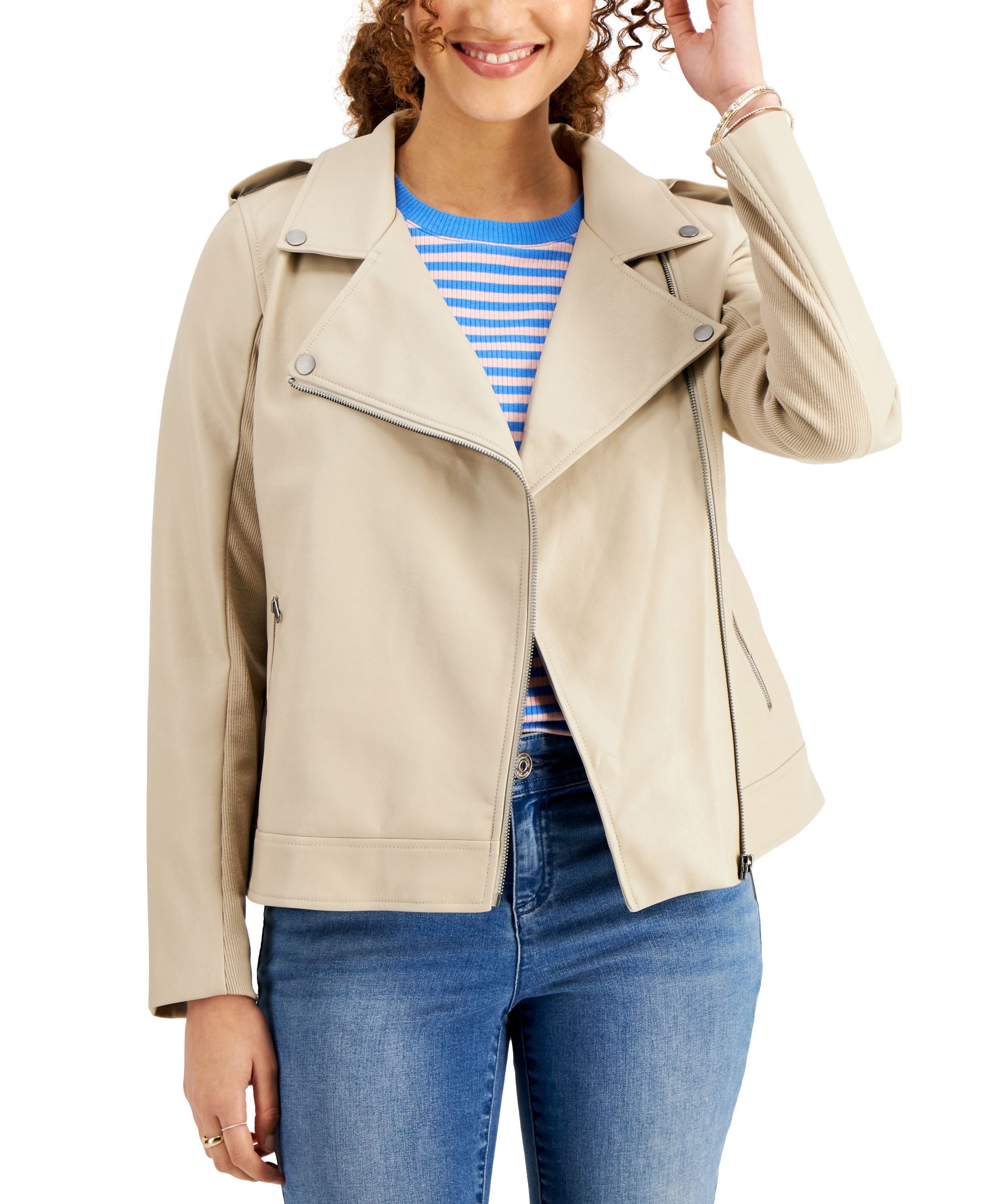Style & Co Faux Leather Moto Jacket