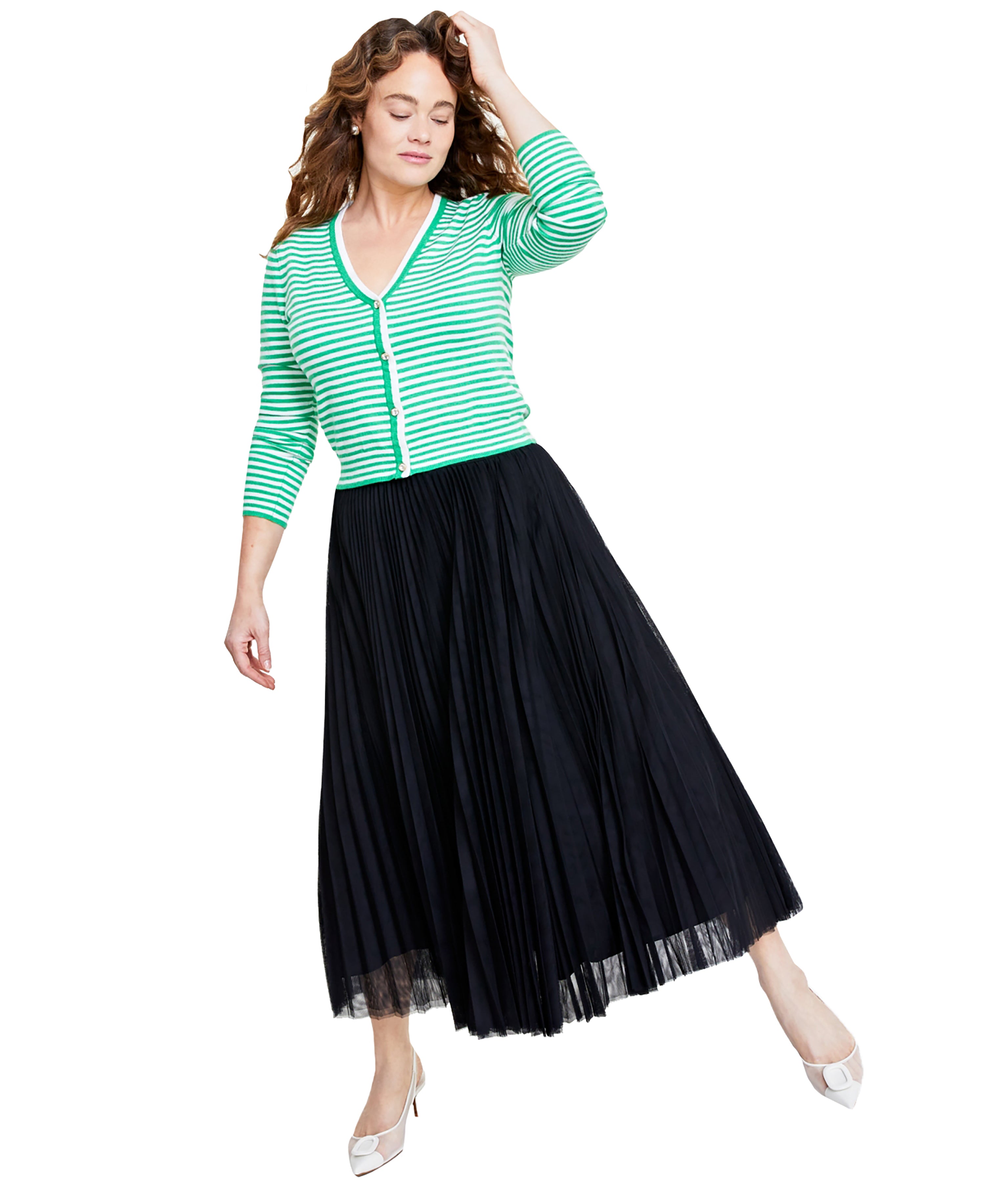 Women's Tipped V-Neck Embellished Cardigan