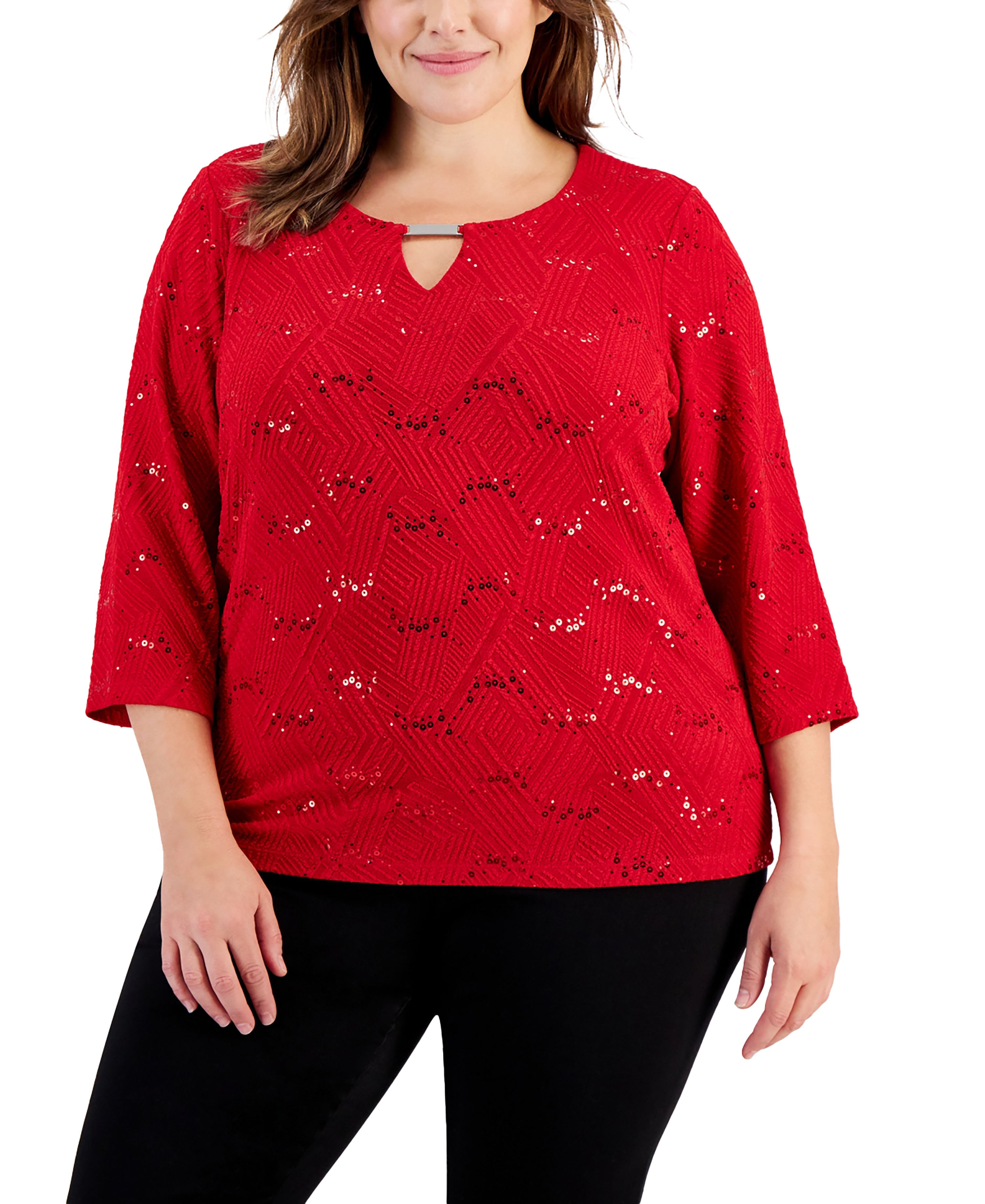 Plus Size Disco Dot Jacquard Top