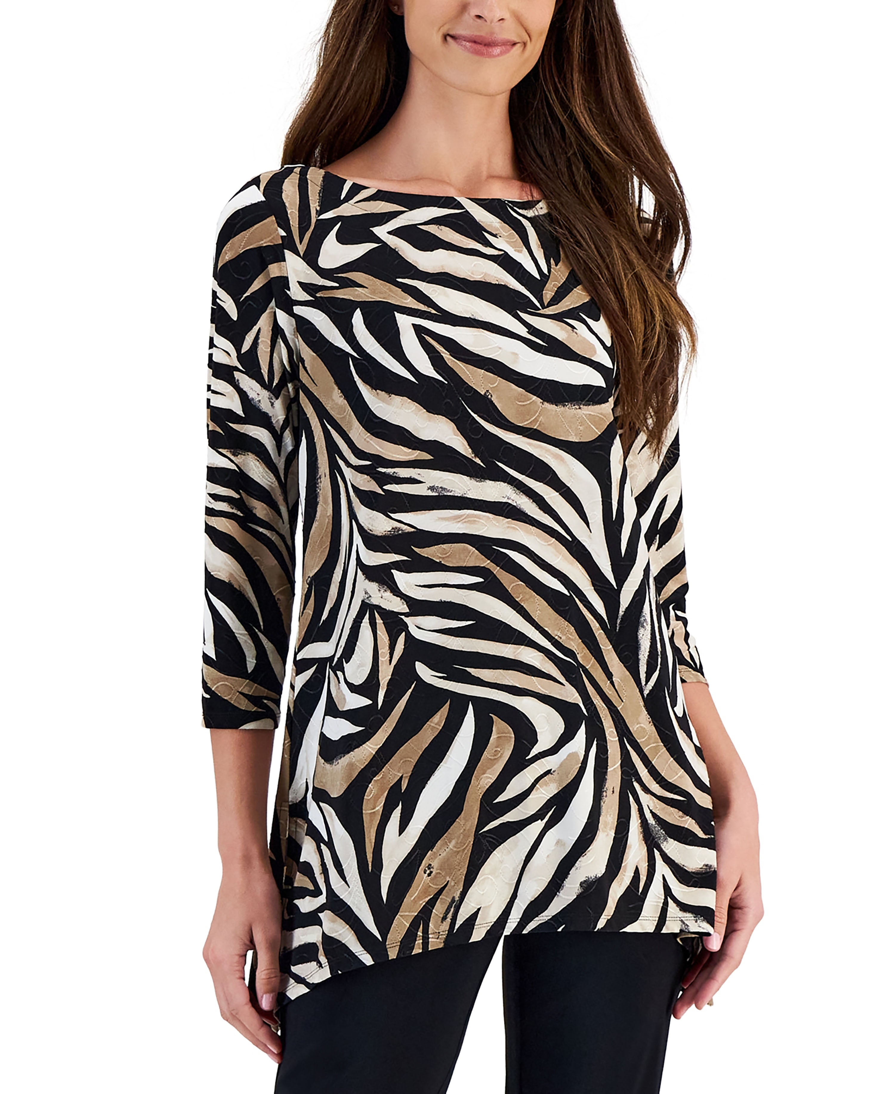 Petite Zarina Zebra Swing Jacquard Top