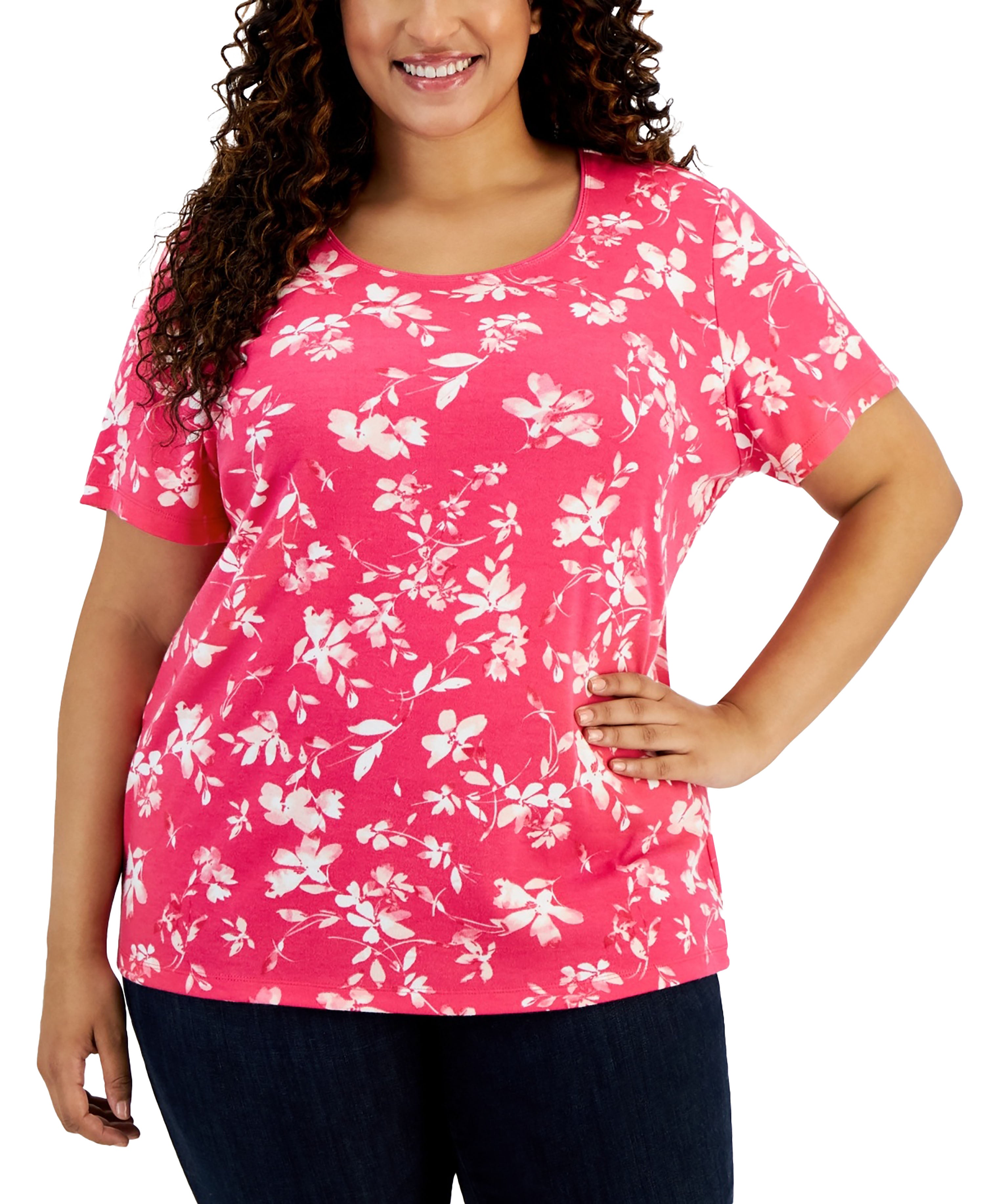 Plus Size Short-Sleeve Scoop-Neck Top