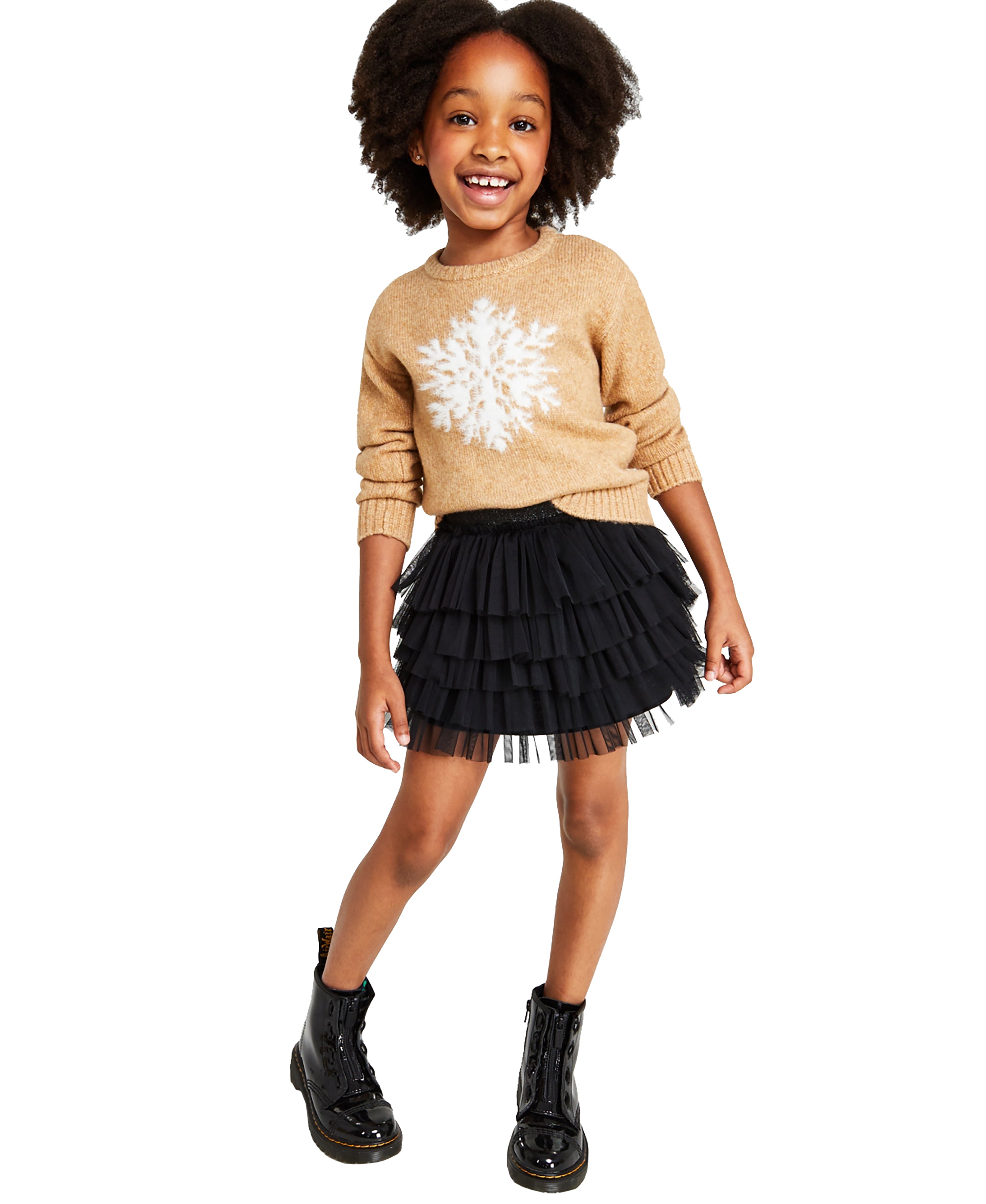 Holiday Lane Little Girls Snowflake Crewneck Sweater