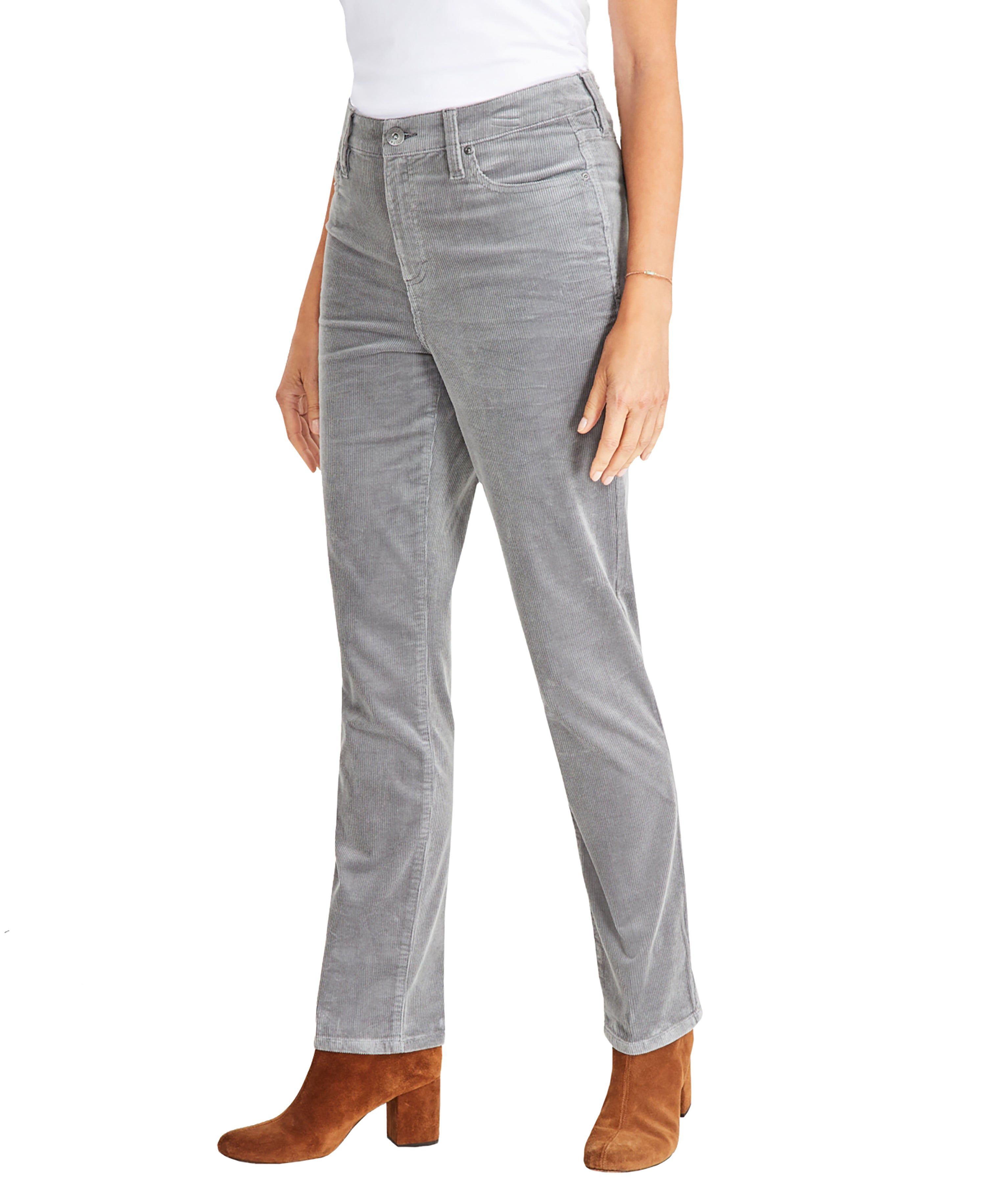 Women's High-Rise Straight-Leg Corduroy Pants