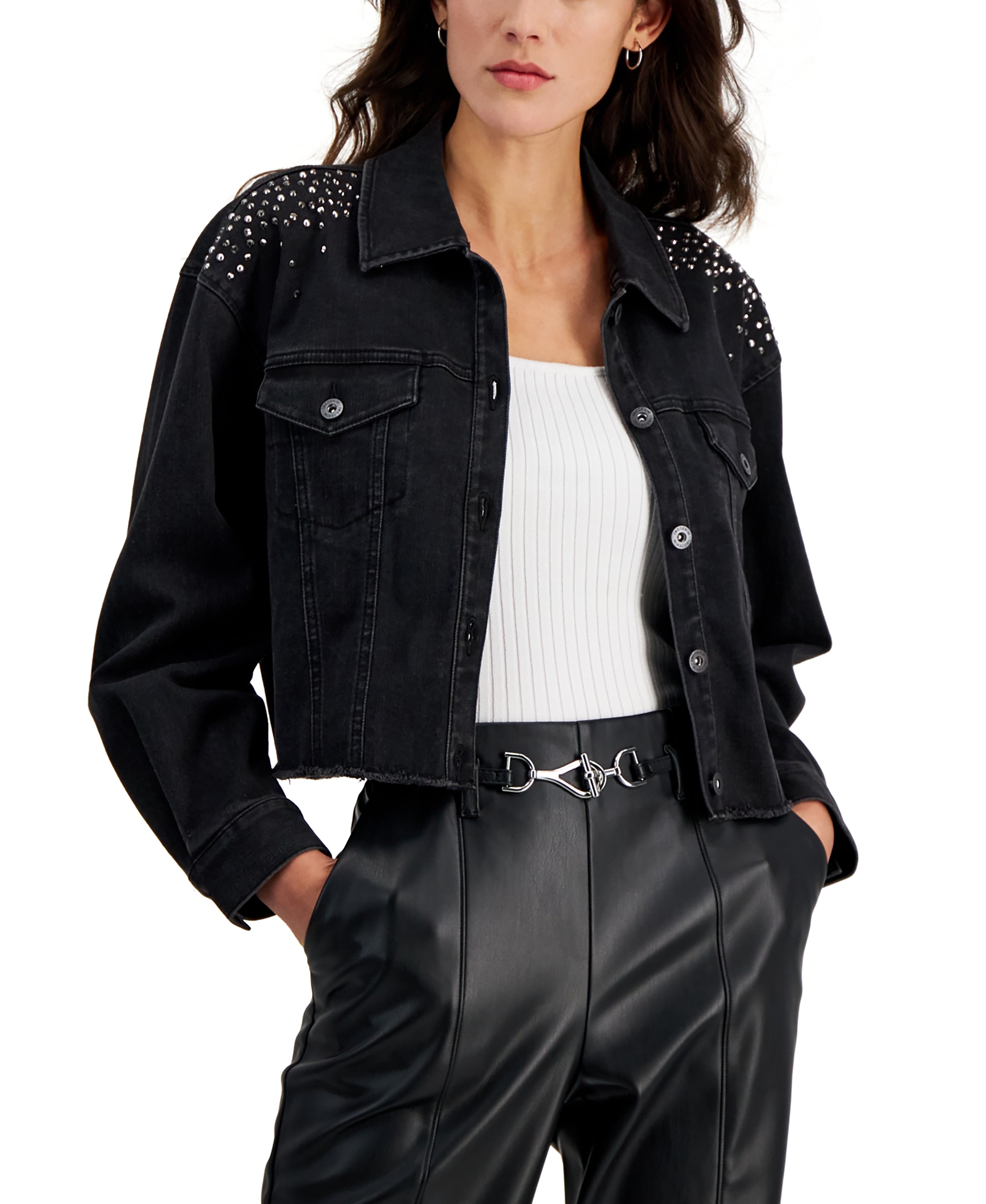 Women's Embellished Denim Trucker Jacket