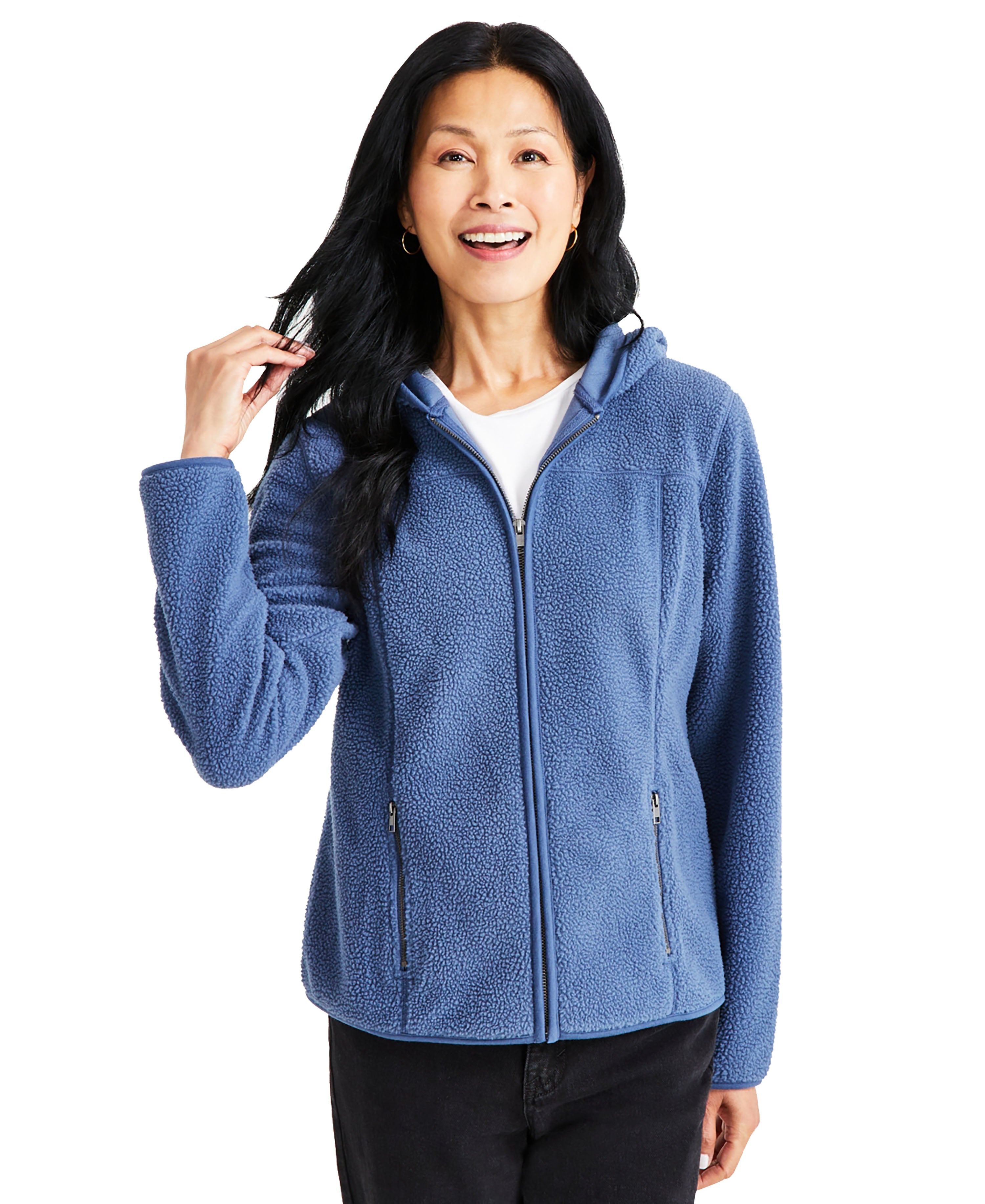 Petite Polar Fleece Zip Up Hoodie New Uniform Blu PL