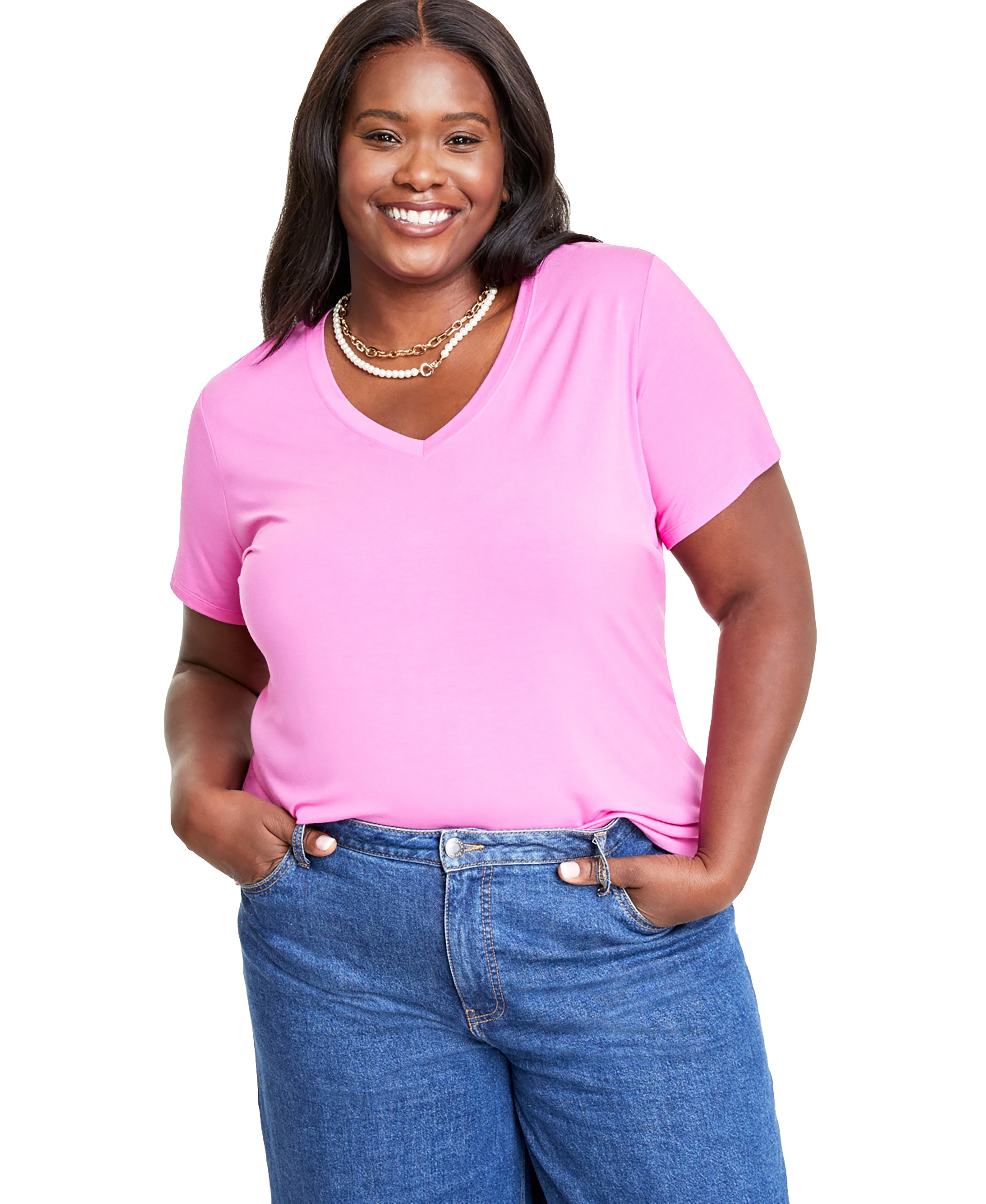 Trendy Plus Size Modal V-Neck T-Shirt
