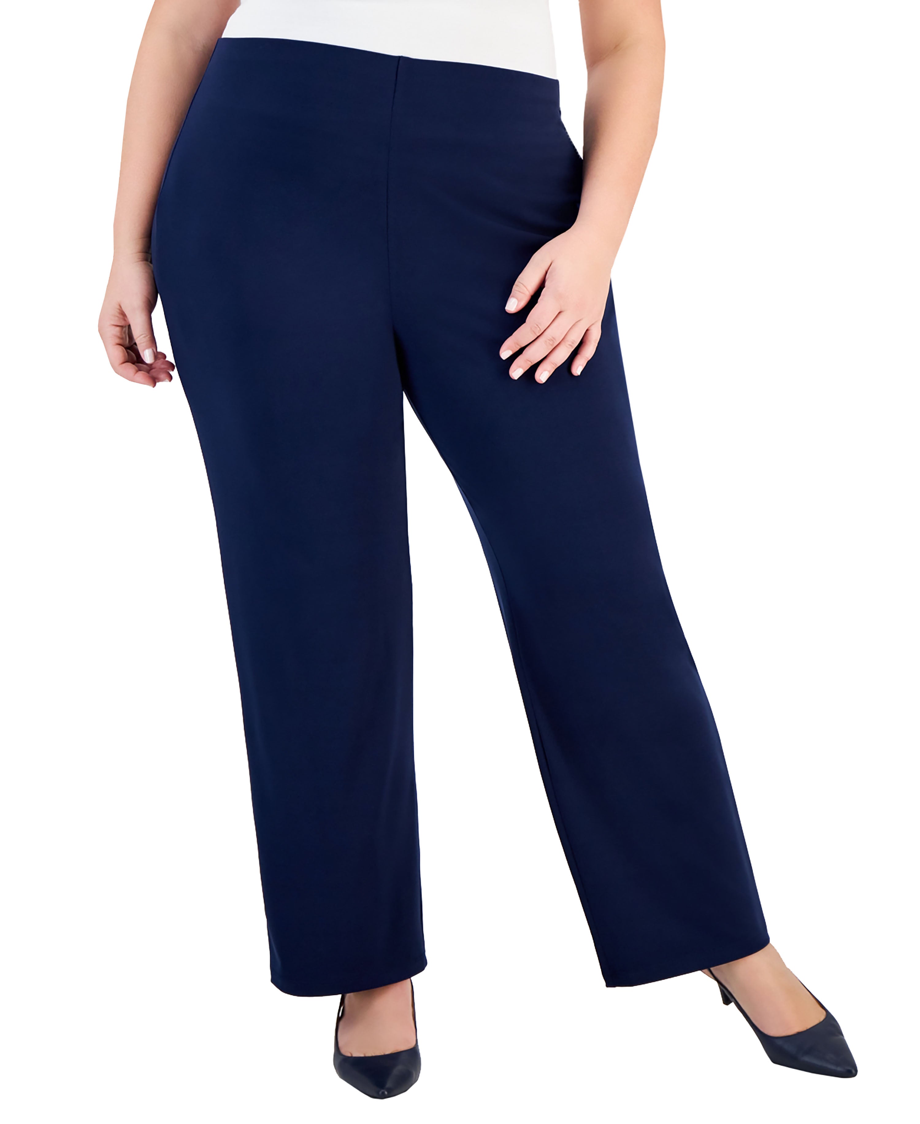 Plus and Petite Plus Size Wide-Leg Pull-On Pants Intrepid Blue 2XP