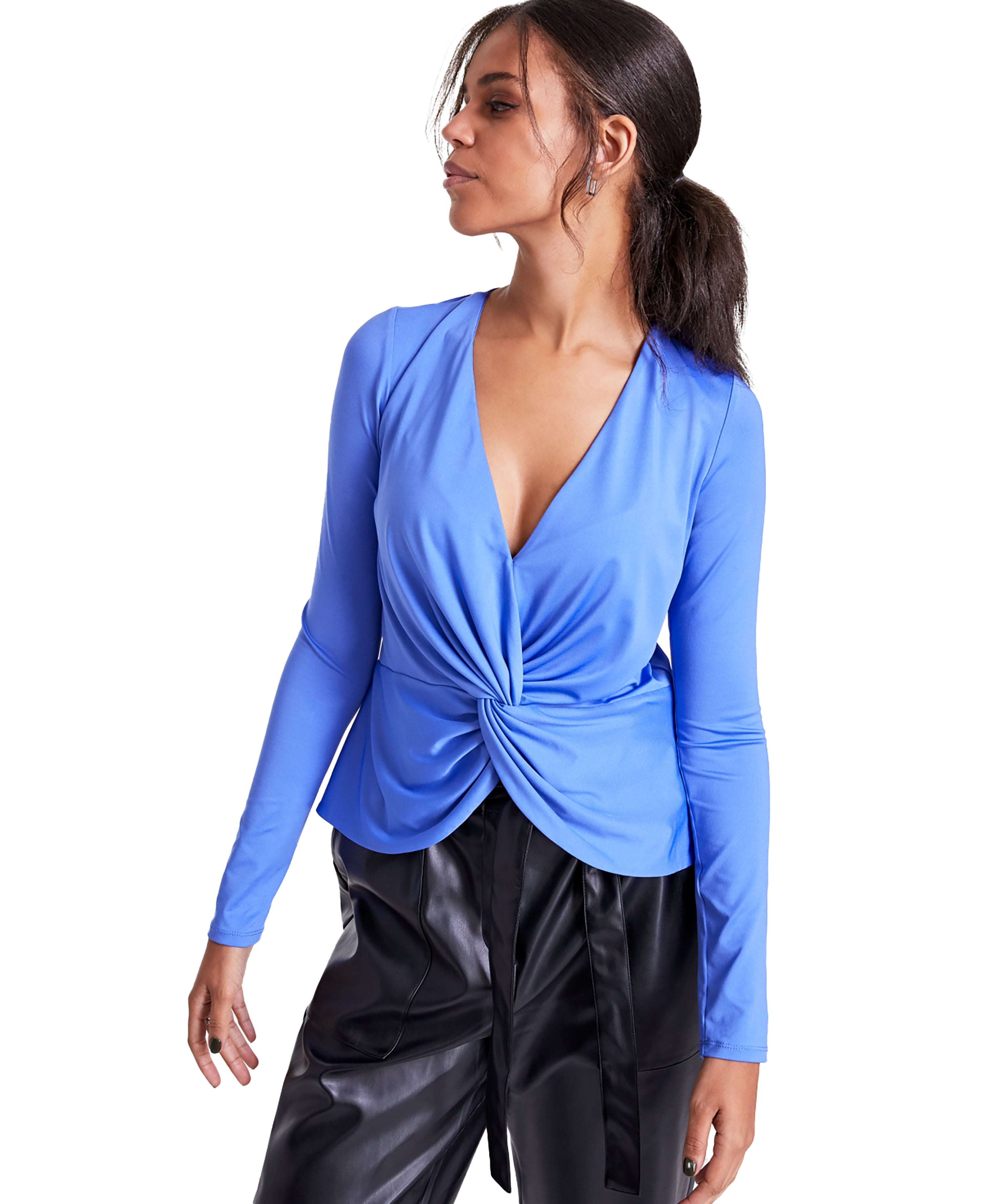 Women's Twist-Front Top Worldly Blue L