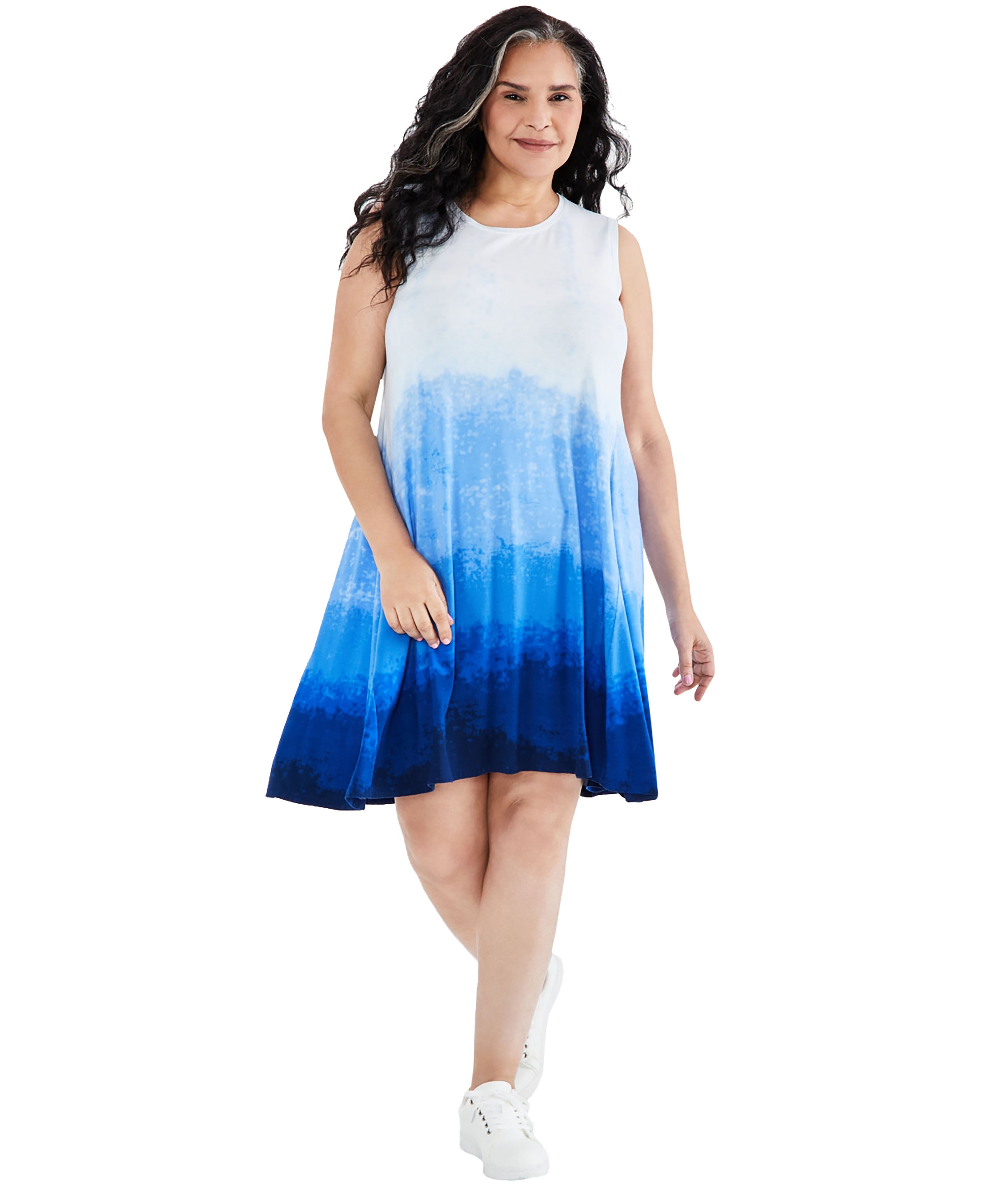 Plus Size Ombré Sleeveless Flip Flop Dress Ombre Sapphire 1X