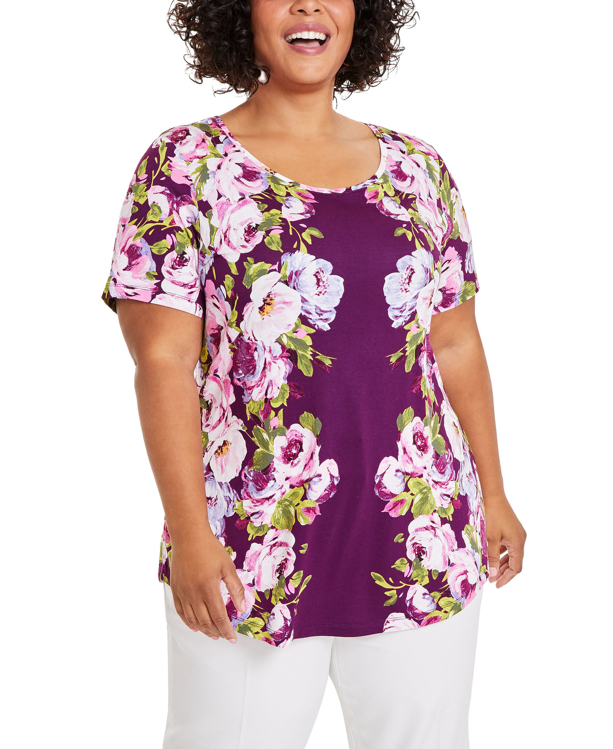 Plus Size Garden Dream Scoop-Neck Top