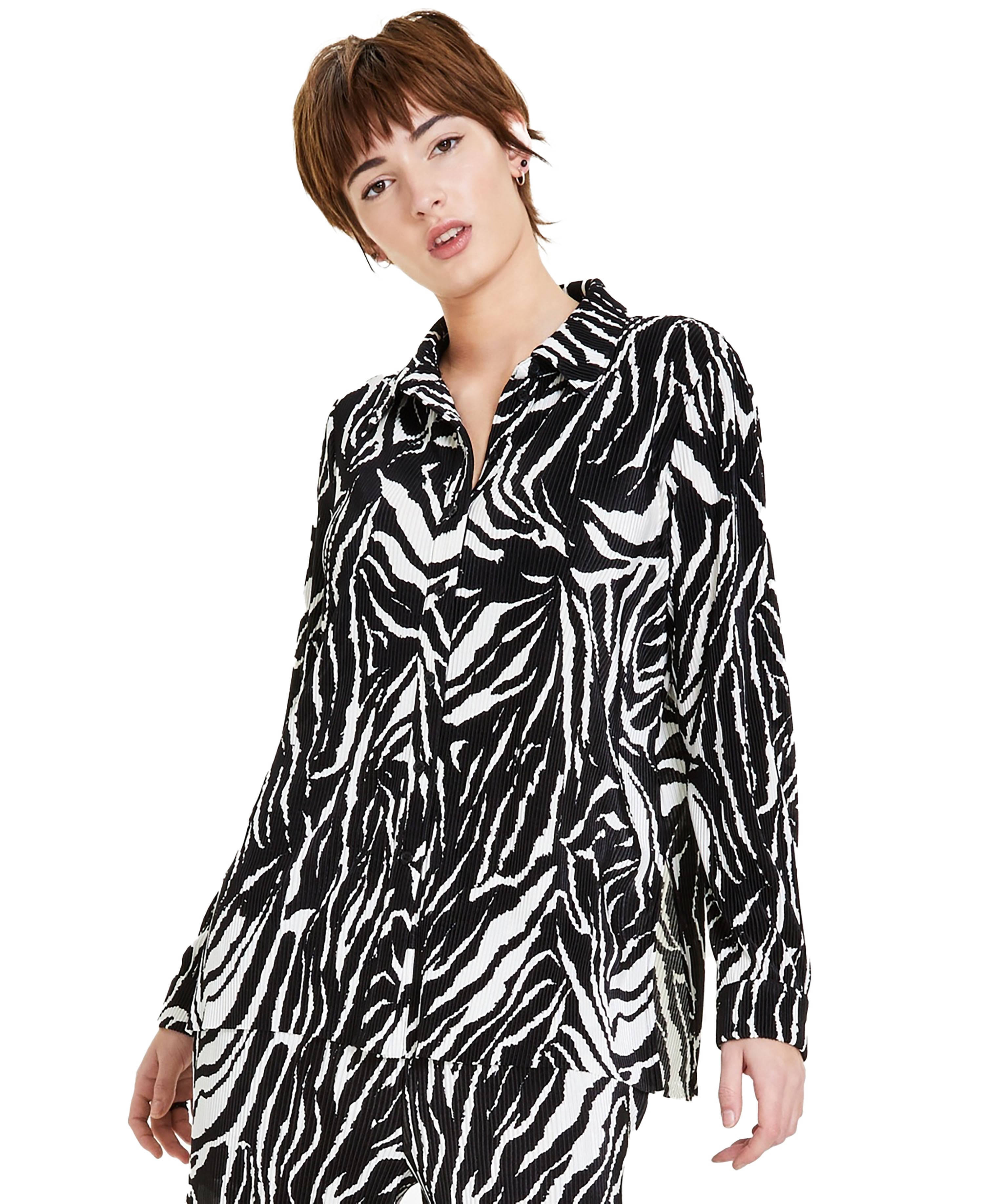 Women's Printed Plissé Relaxed Shirt Chelsea Zebra A S