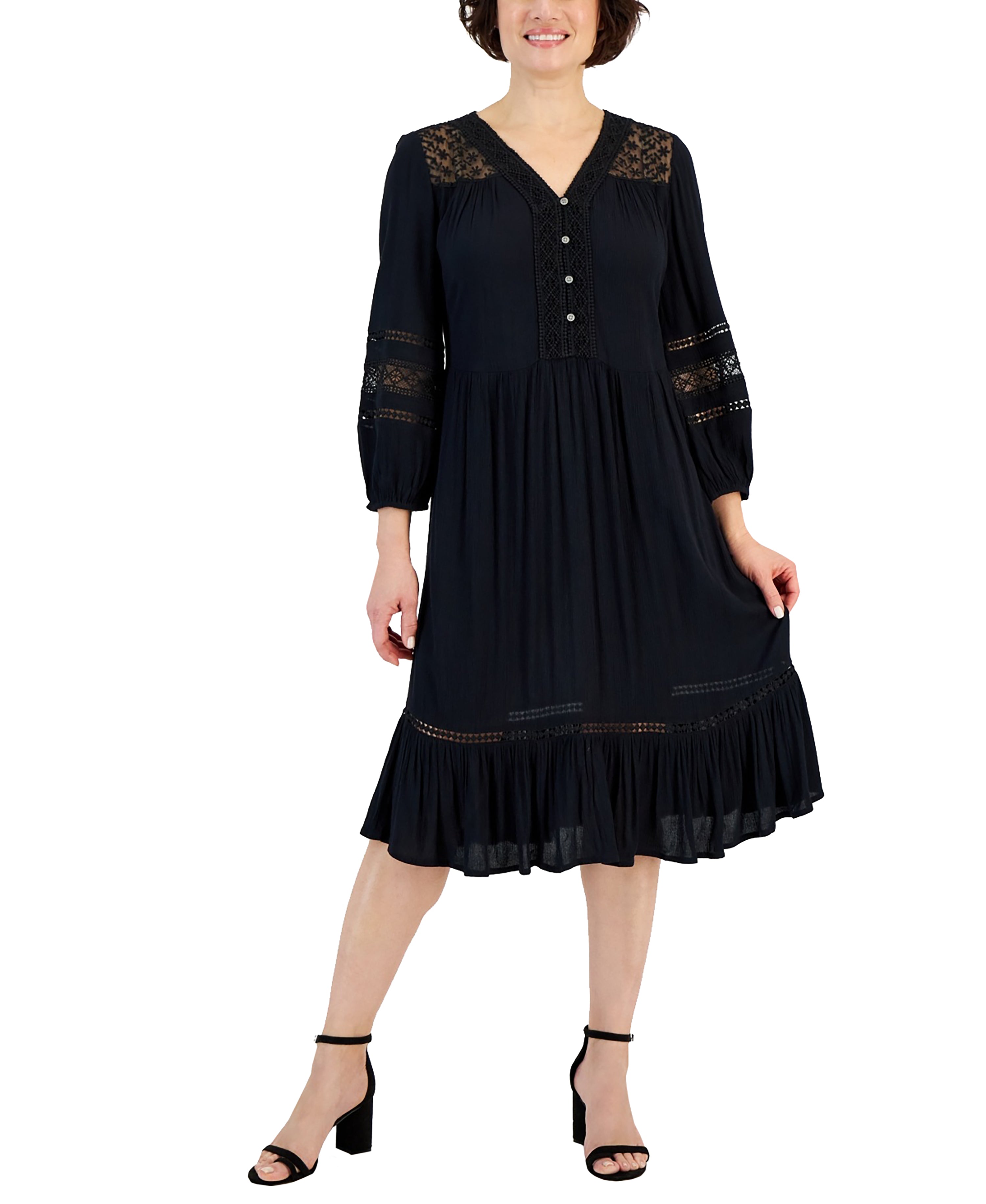 Petite Lace-Trim Dress