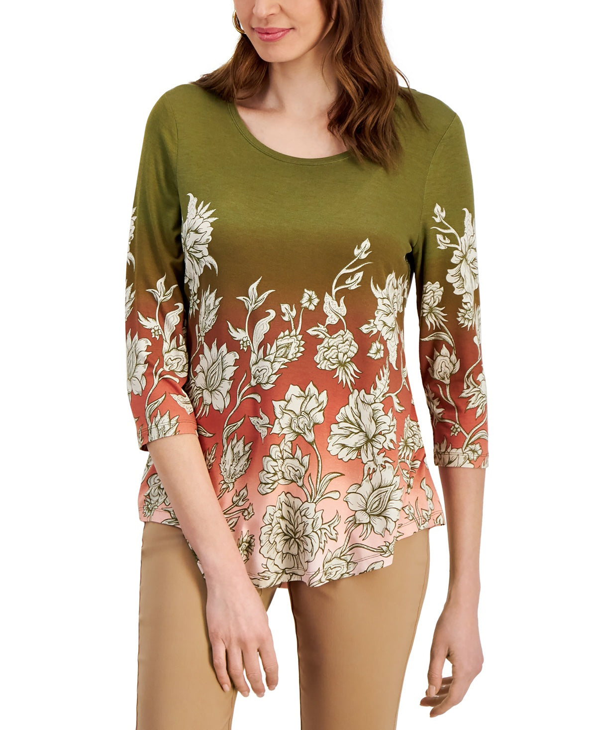 Women's Printed 3/4-Sleeve Top