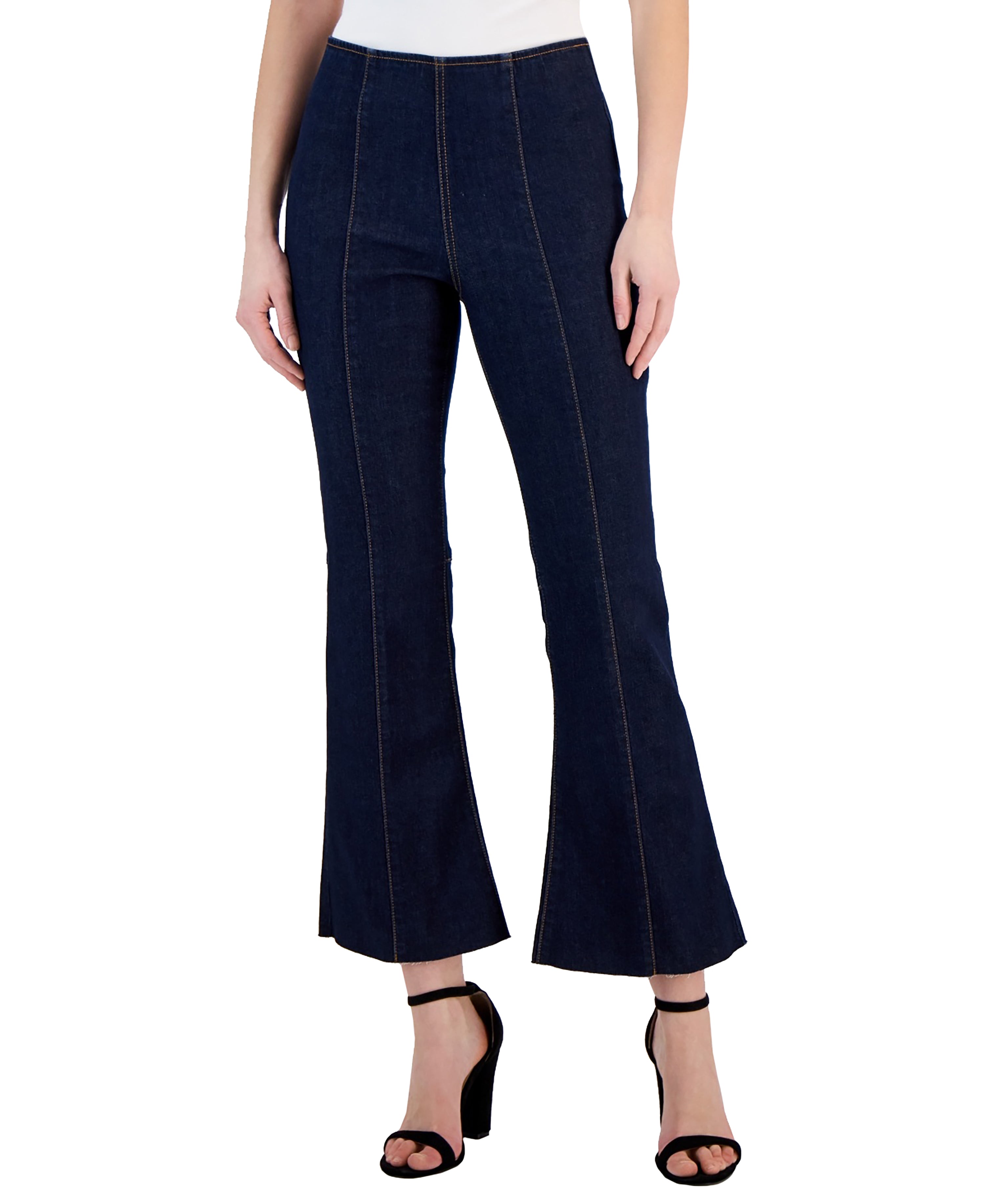 Women's High-Rise Pull-On Flared Cropped Jeans