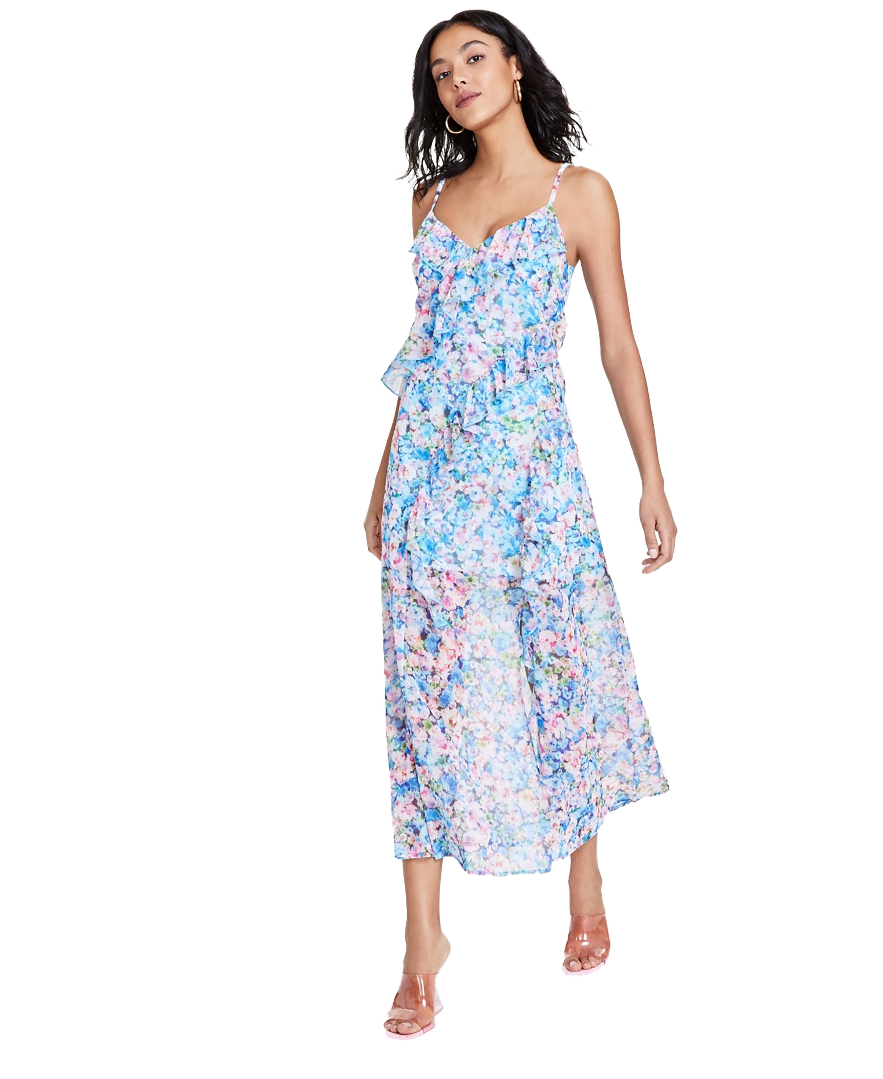Women's Printed Sleeveless Ruffled Maxi Dress Lana Floral A 2