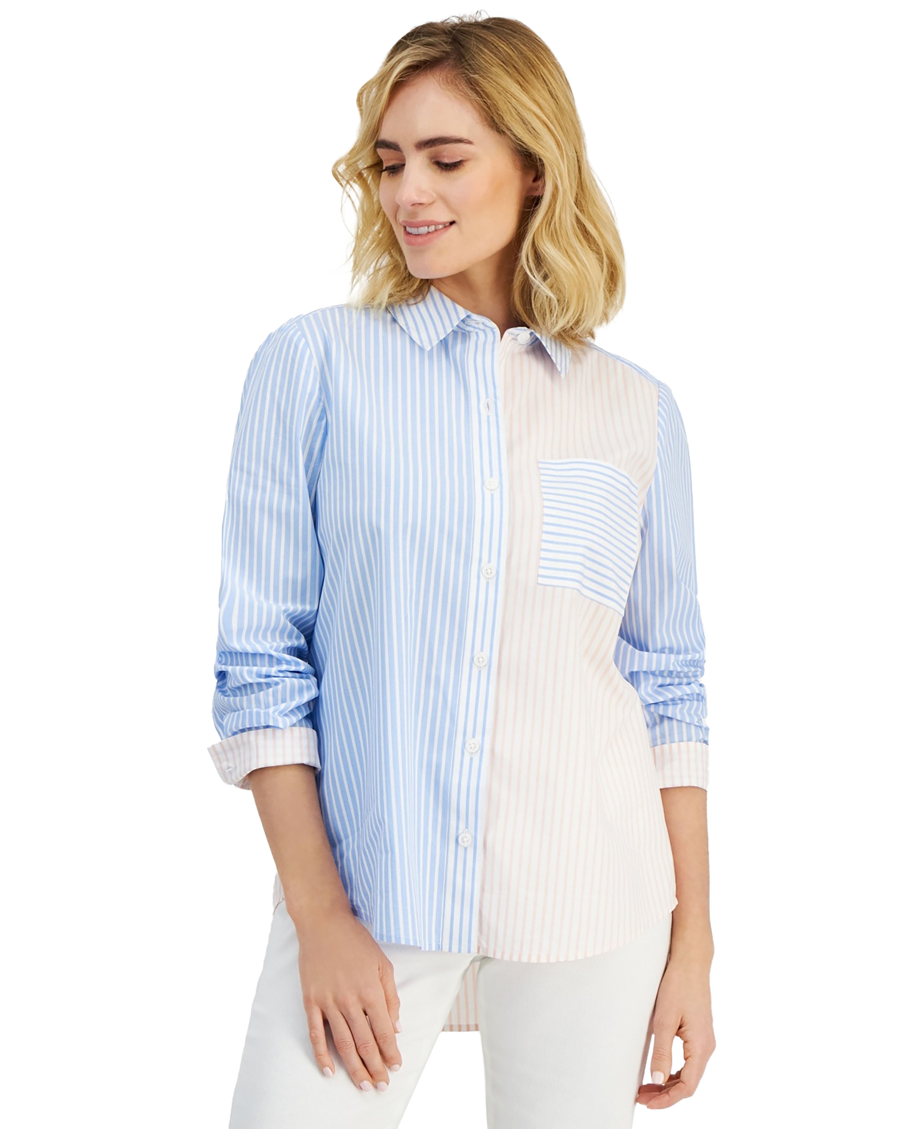 Petite Perfect Striped Shirt Mix Stripe Blue PXL