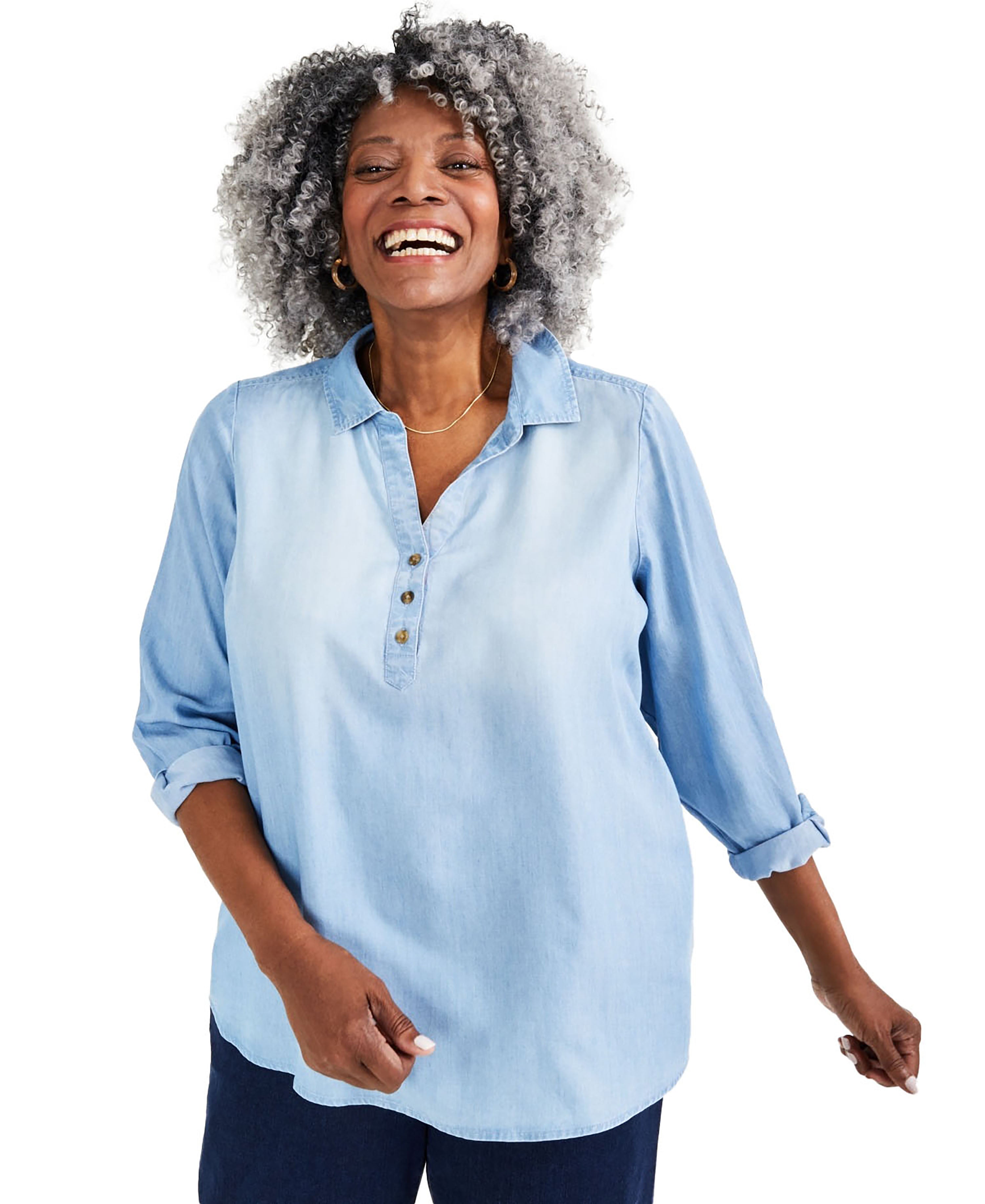 Plus Size Perfect Popover Top  Emma Wash 3X