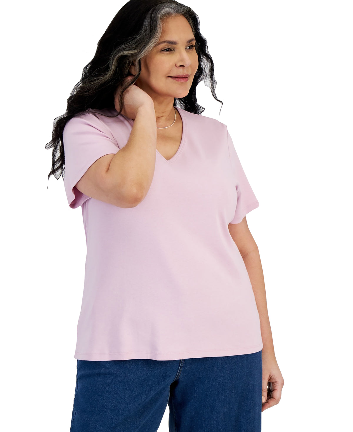 Plus Size Short-Sleeve V-Neck Top