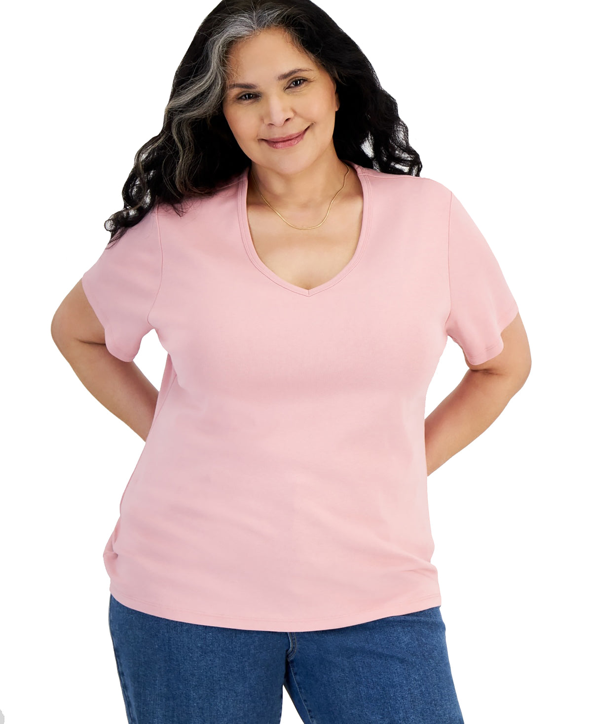 Plus Size Short-Sleeve V-Neck Top