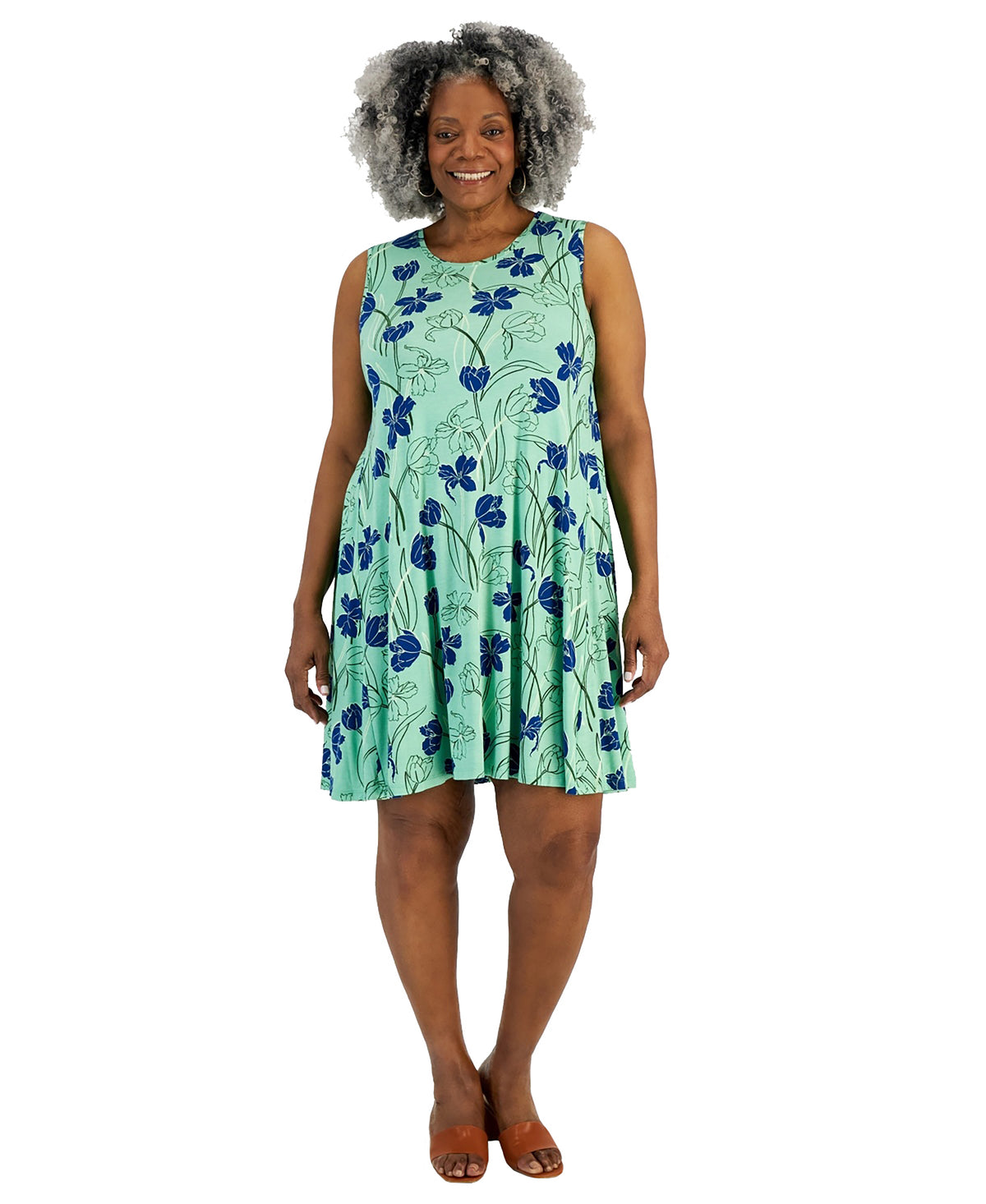 Plus Size Printed Flip-Flop Dress