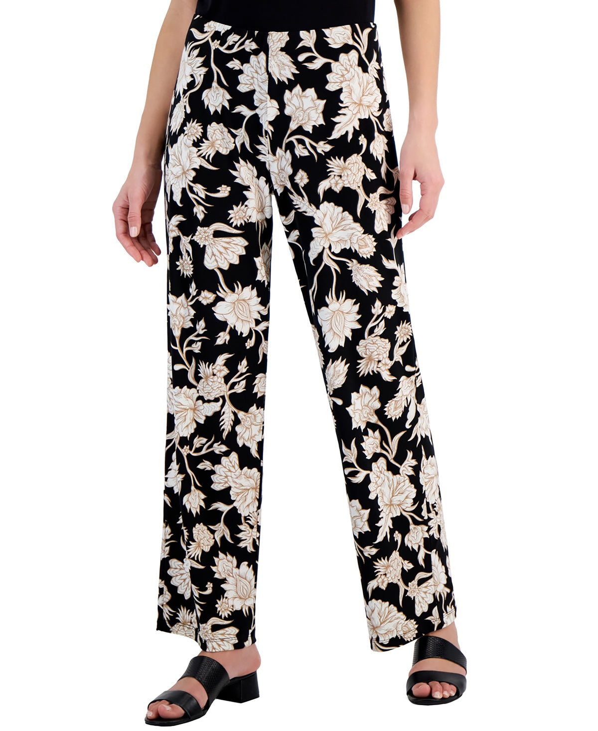 Women's Elena Printed Wide-Leg Knit Pull-On Pants