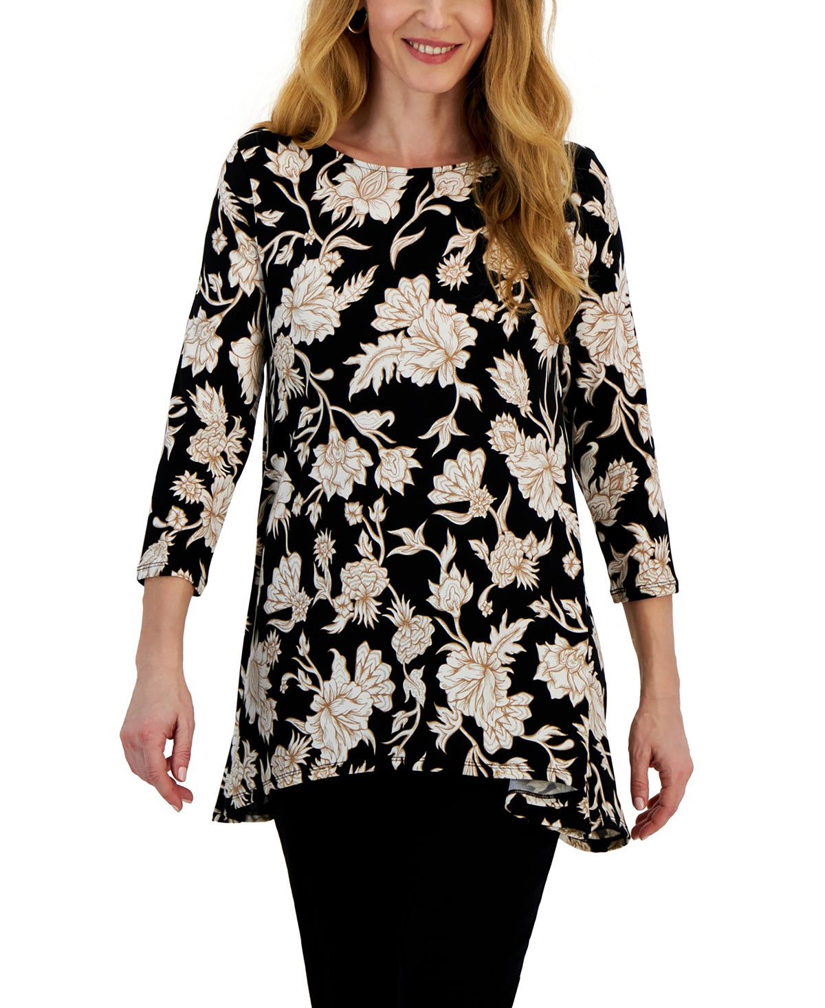 Woman's Elena Etch Knit Swing Top, Regular & Petite