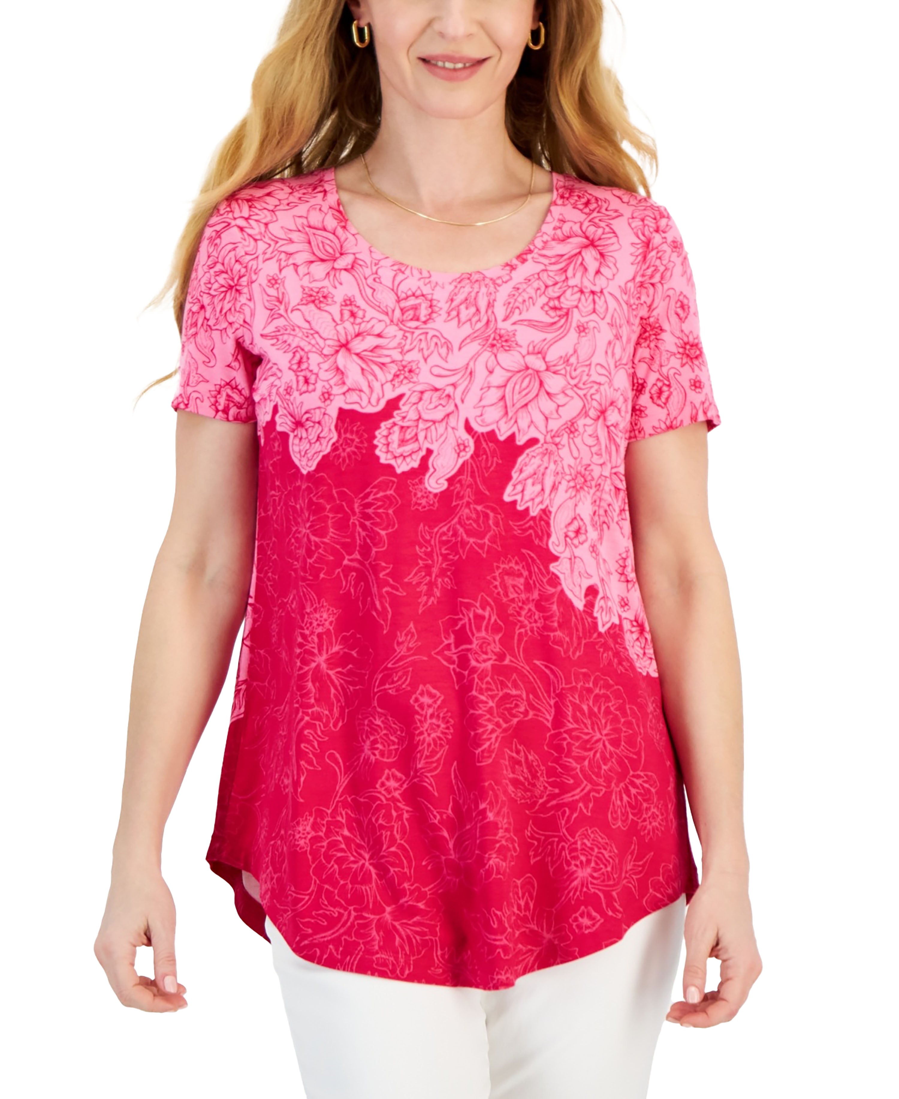 Petite Garden Etch Short-Sleeve Top