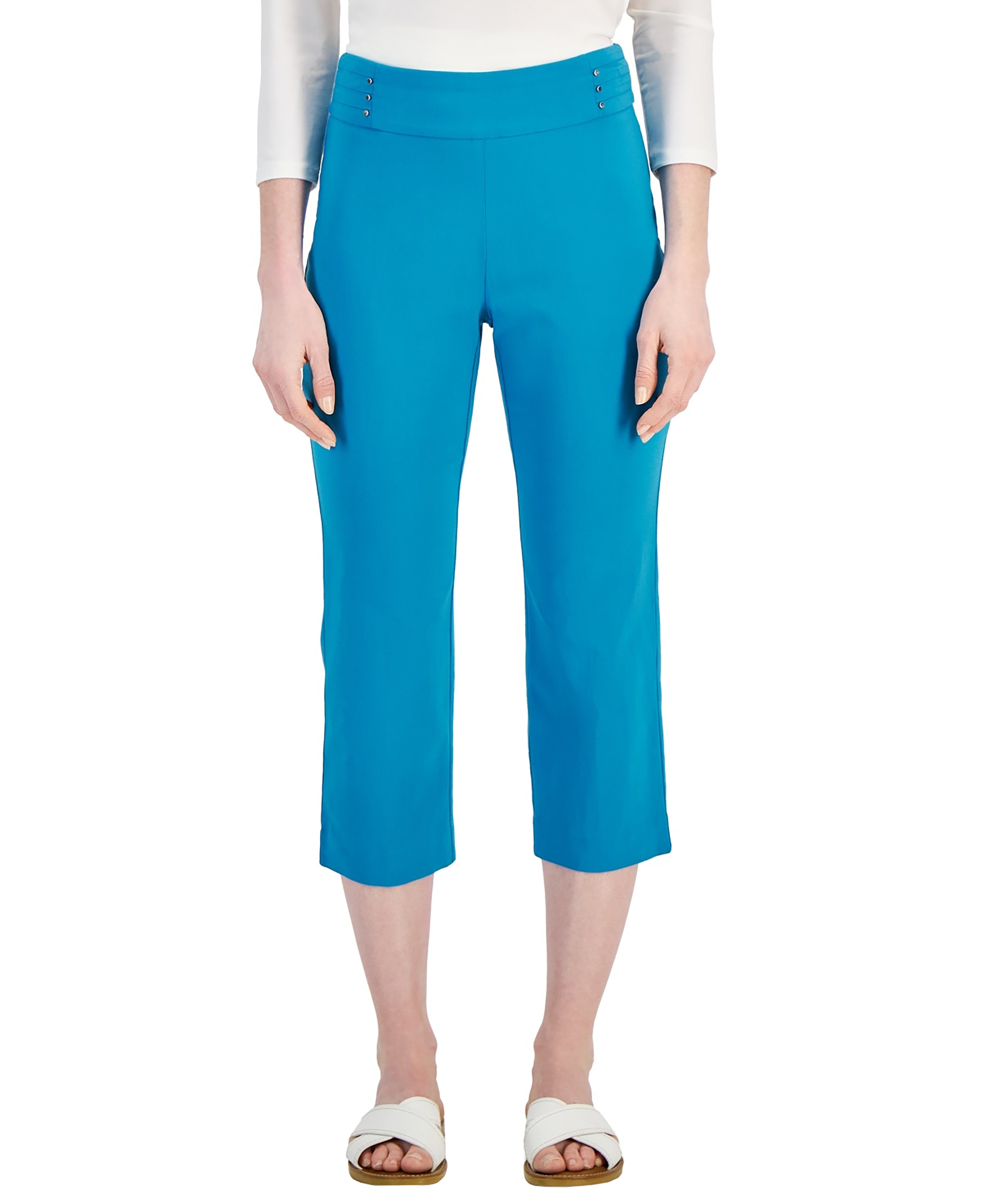 Women's Pull On Slim-Fit Rivet Detail Cropped Pants