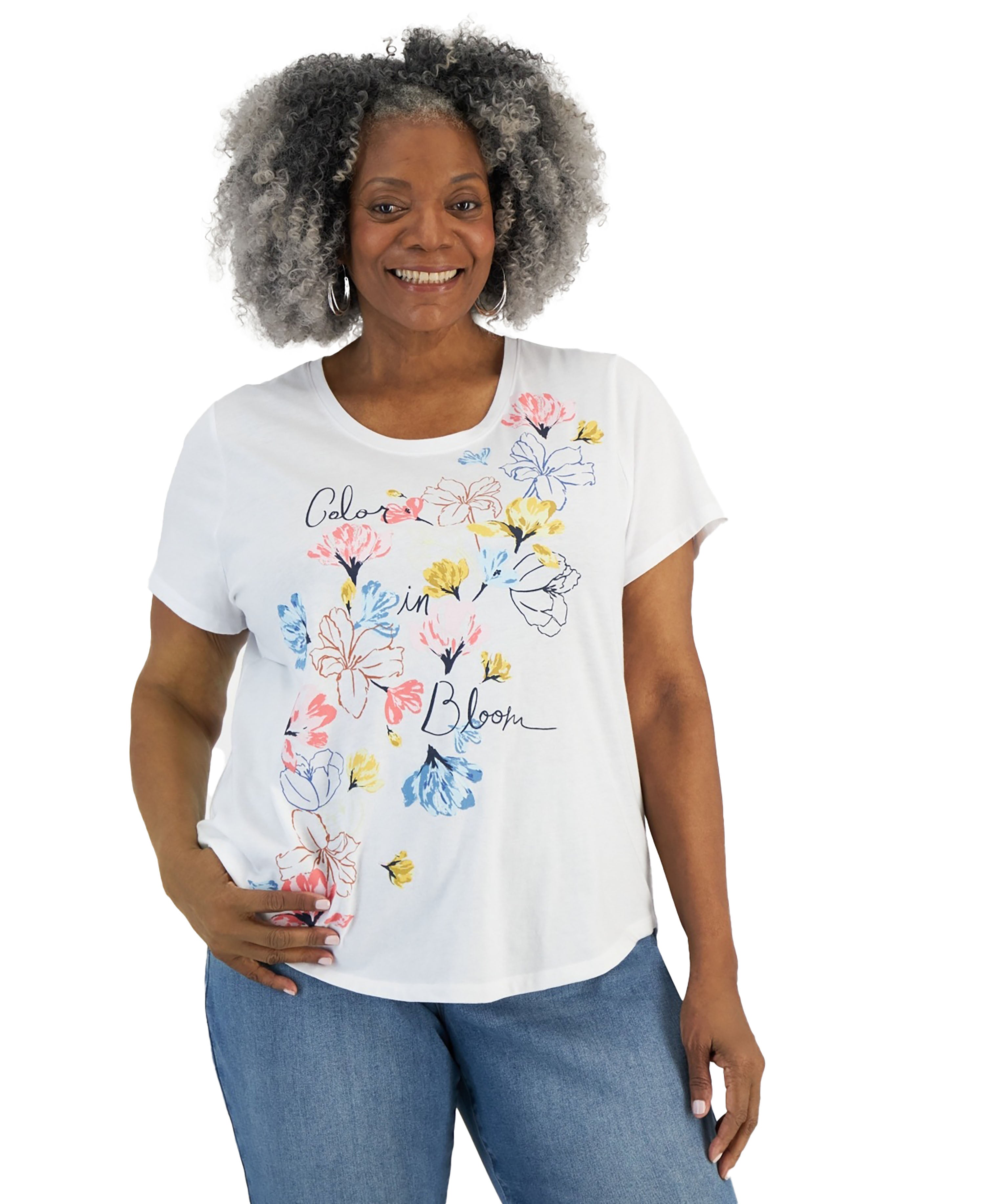 Plus Size Graphic Print T-Shirt Bloom 1X