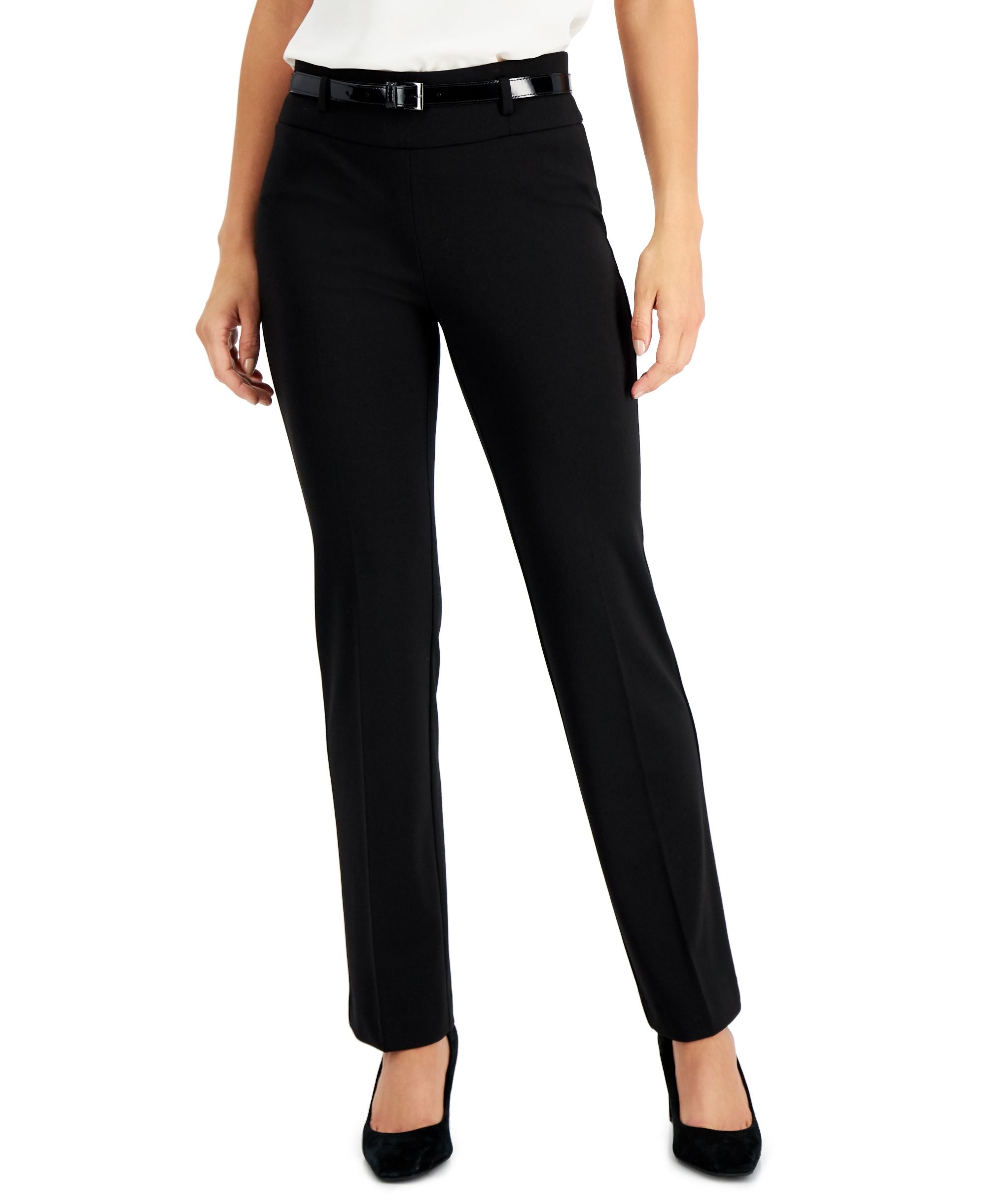 Kasper High Rise Pull On Bootcut Belted Pants