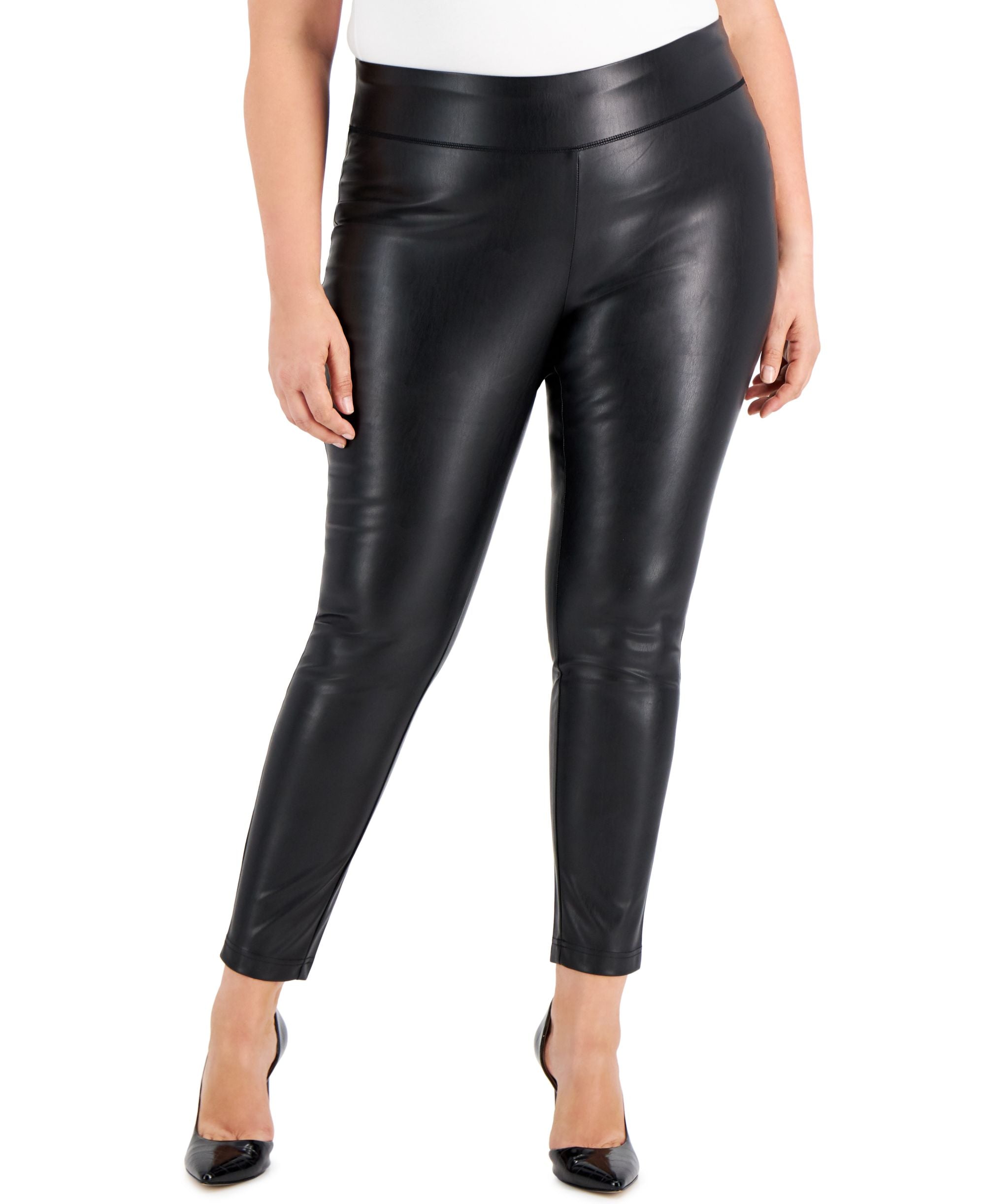 INC International Concepts Faux Leather Ankle Length Skinny Pants