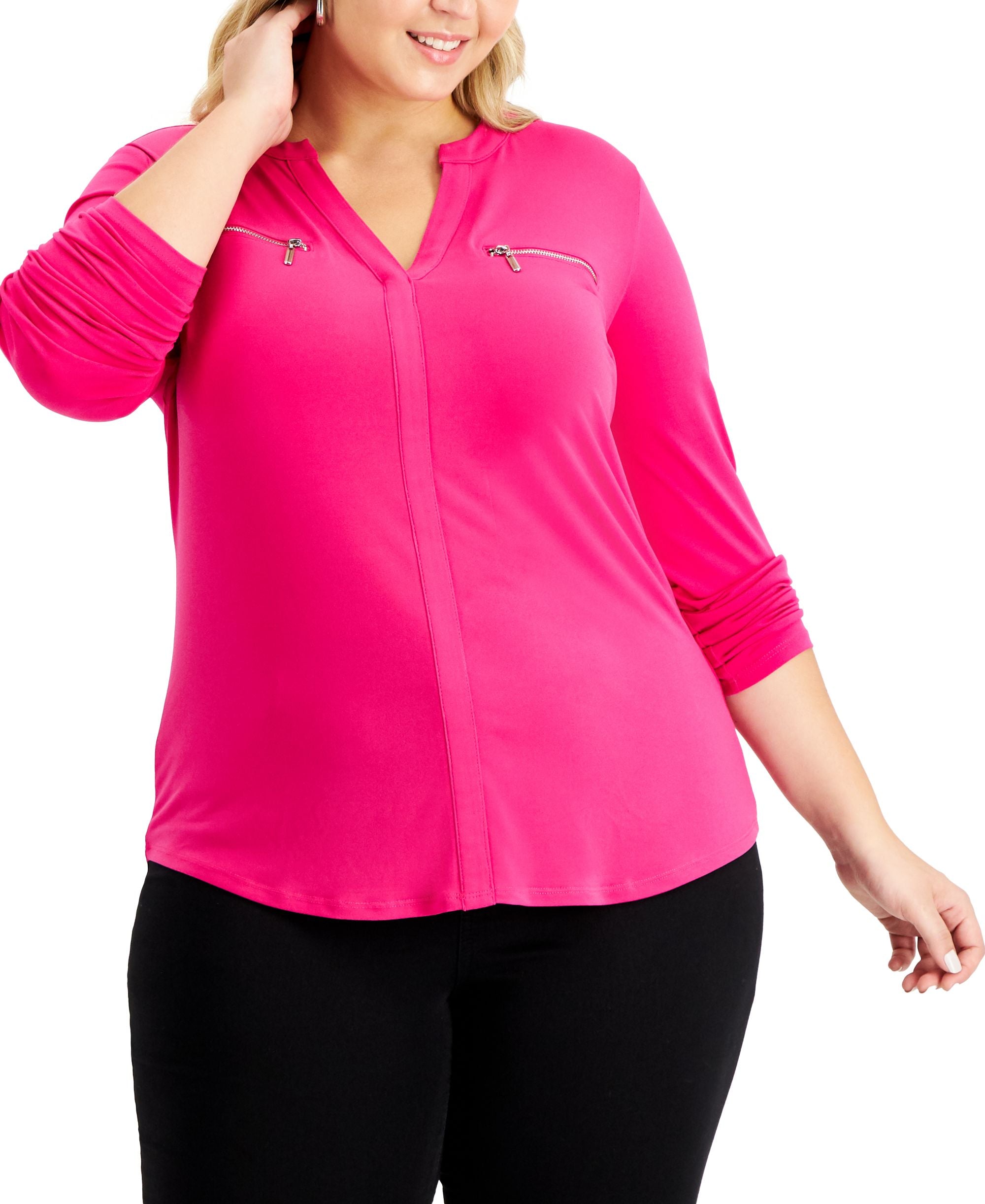 Plus Size Zip-Pocket Top