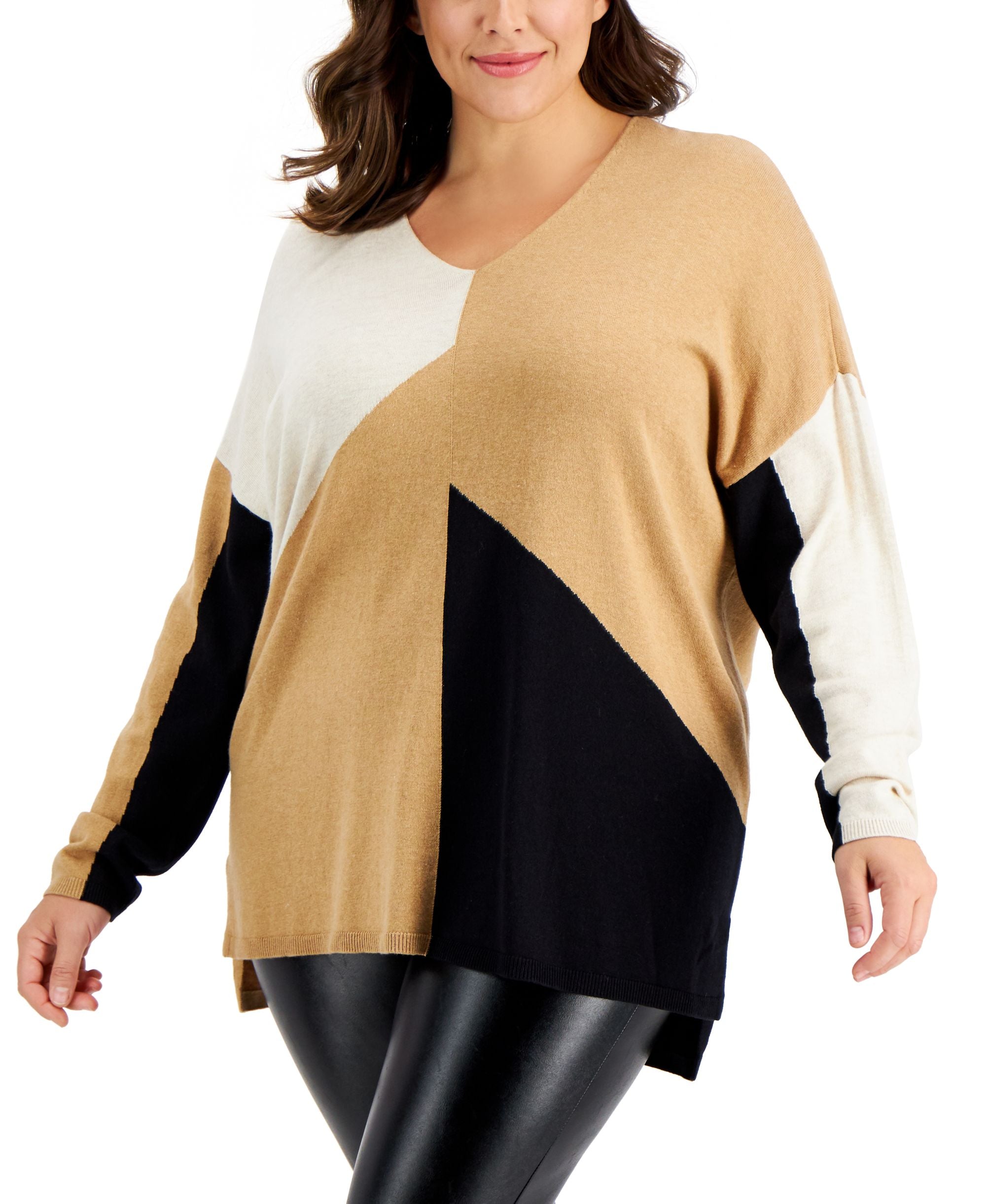 Plus Size Colorblocked Sweater