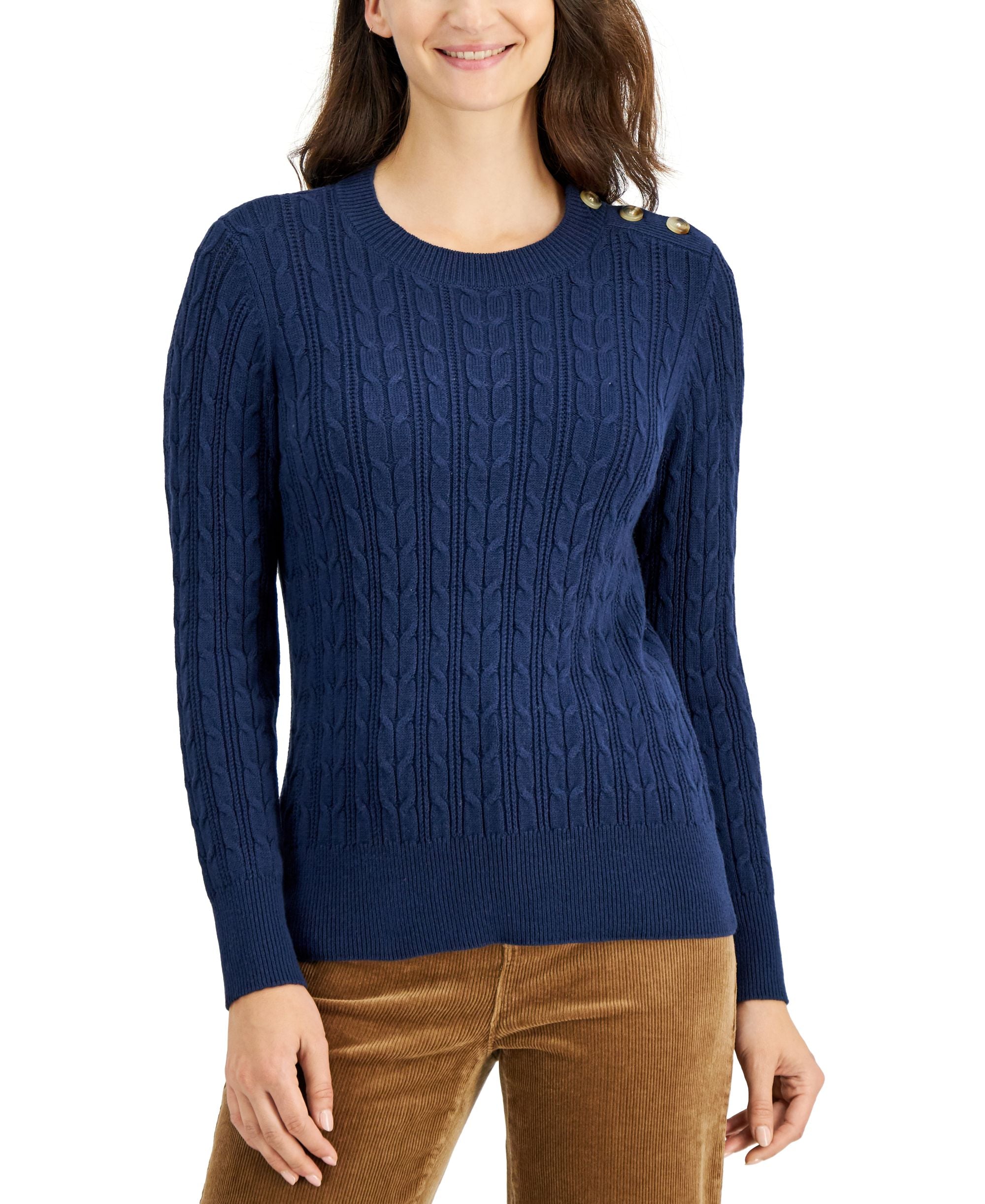 Charter Club Button Shoulder Sweater