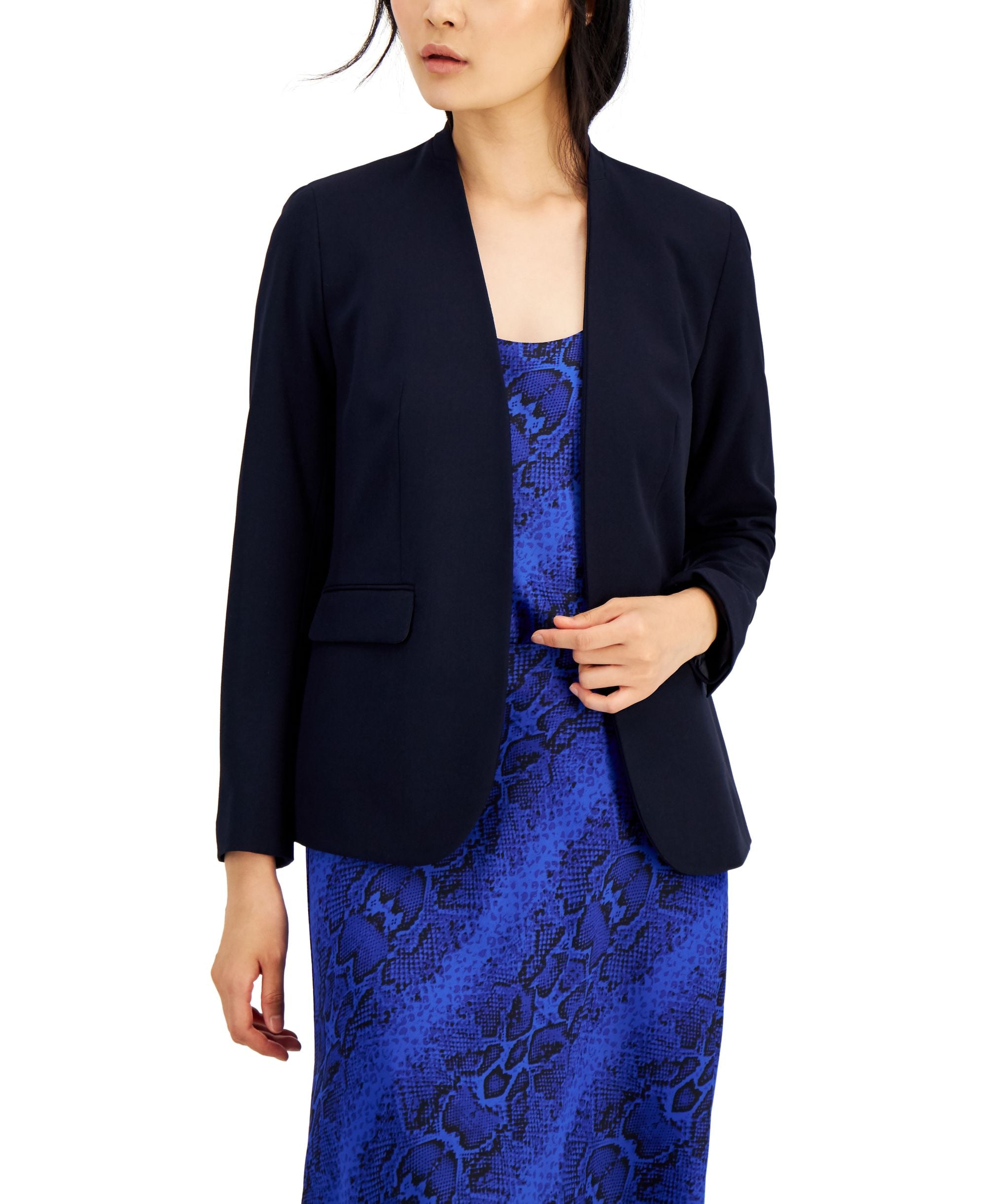 Women's Collarless Open-Front Blazer